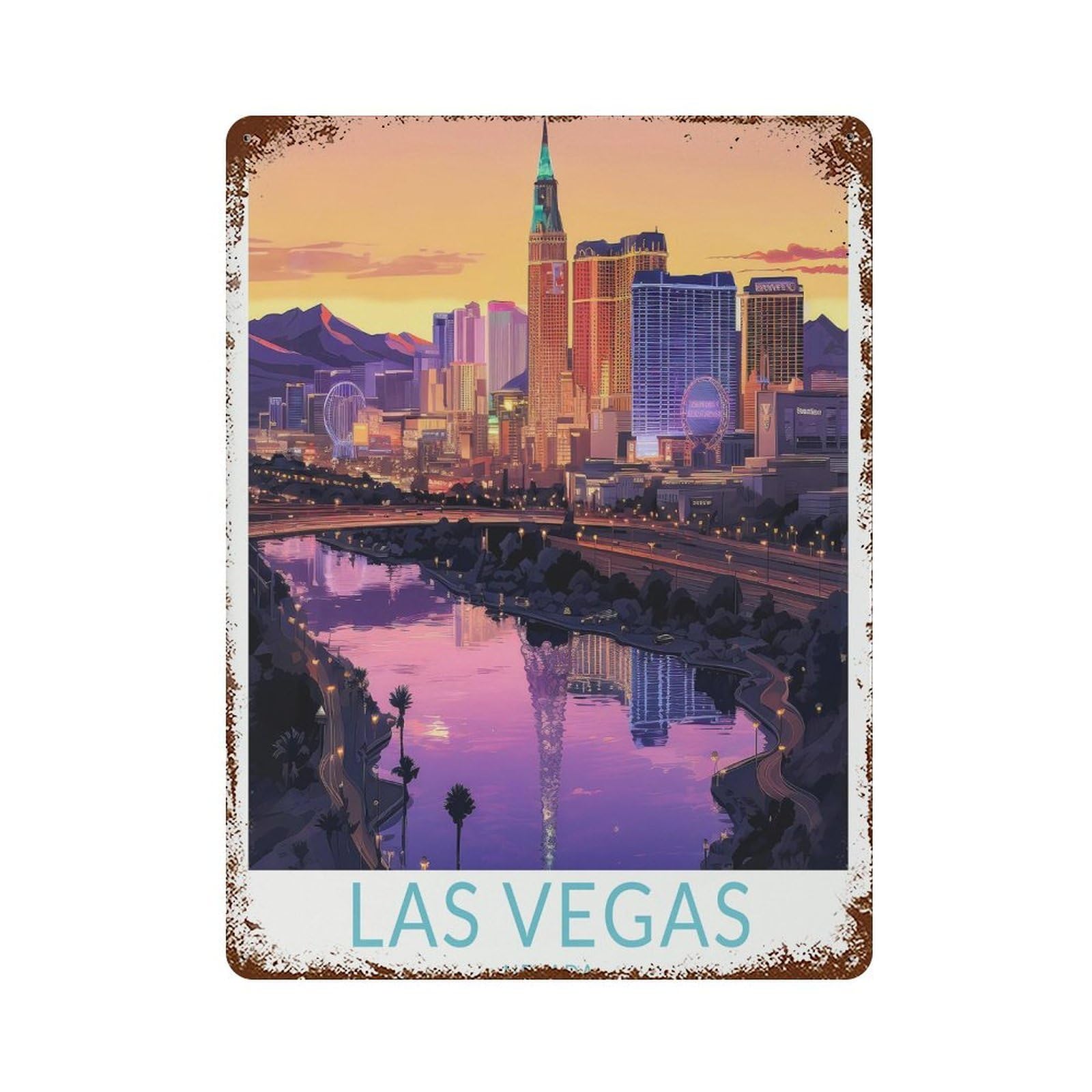 xiaoxiaoshen Las Vegas Nevada Travel (2) Wall Decor Art Metal Tin Poster Modern Home Decor Art Home Bar Shop Decorations Vintage Sign 40x30cm