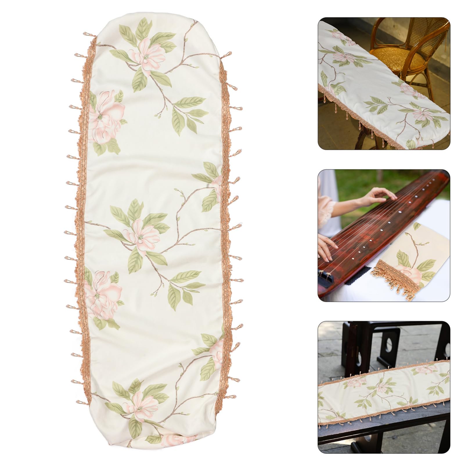 Guzheng Abdeckung aus Baumwollleinen in Beige, Faltbar