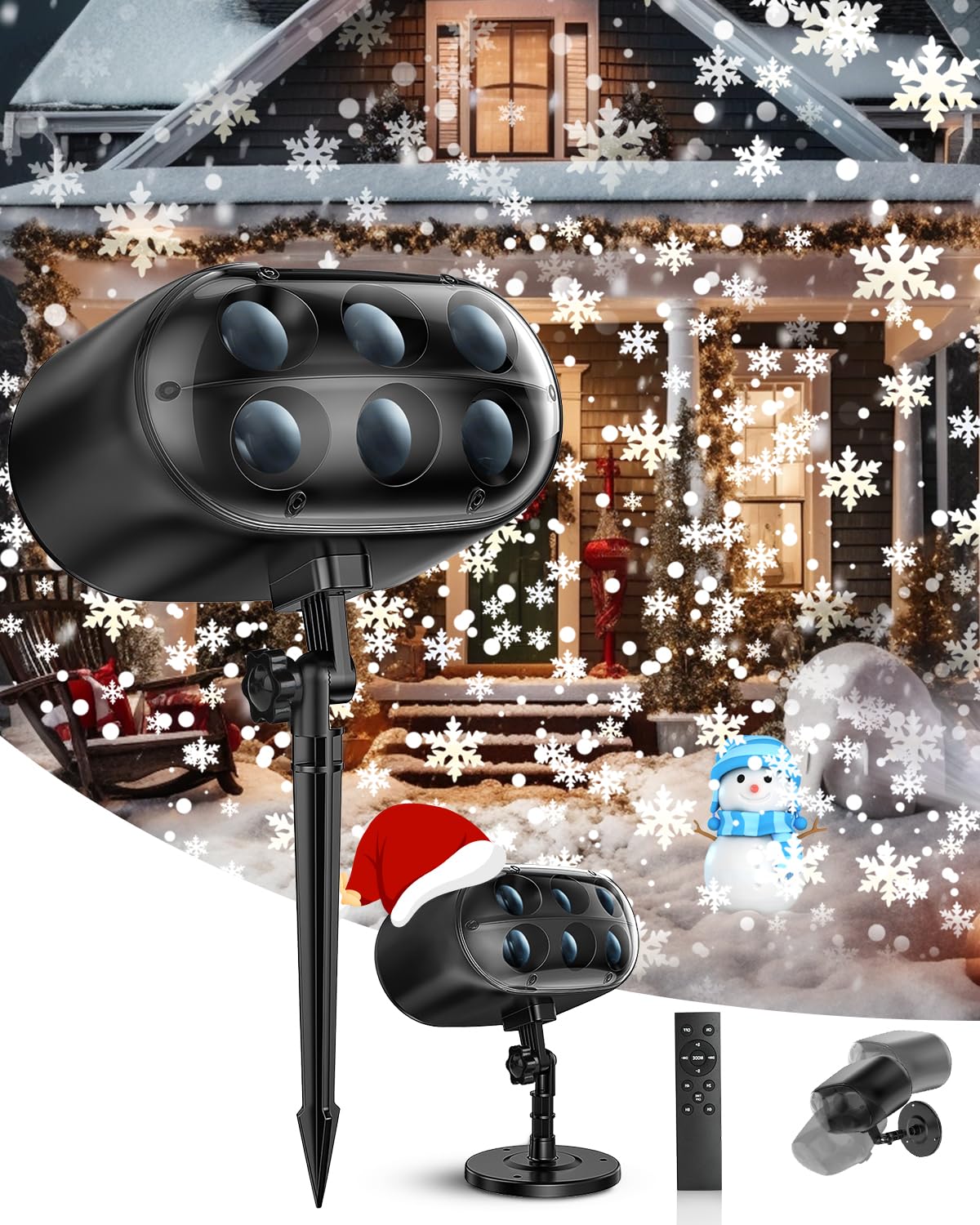 Christmas Snowflake Projector Lights, Snow Falling LED Light with Remote, Adjustable Dynamic Snow Light Show Projector