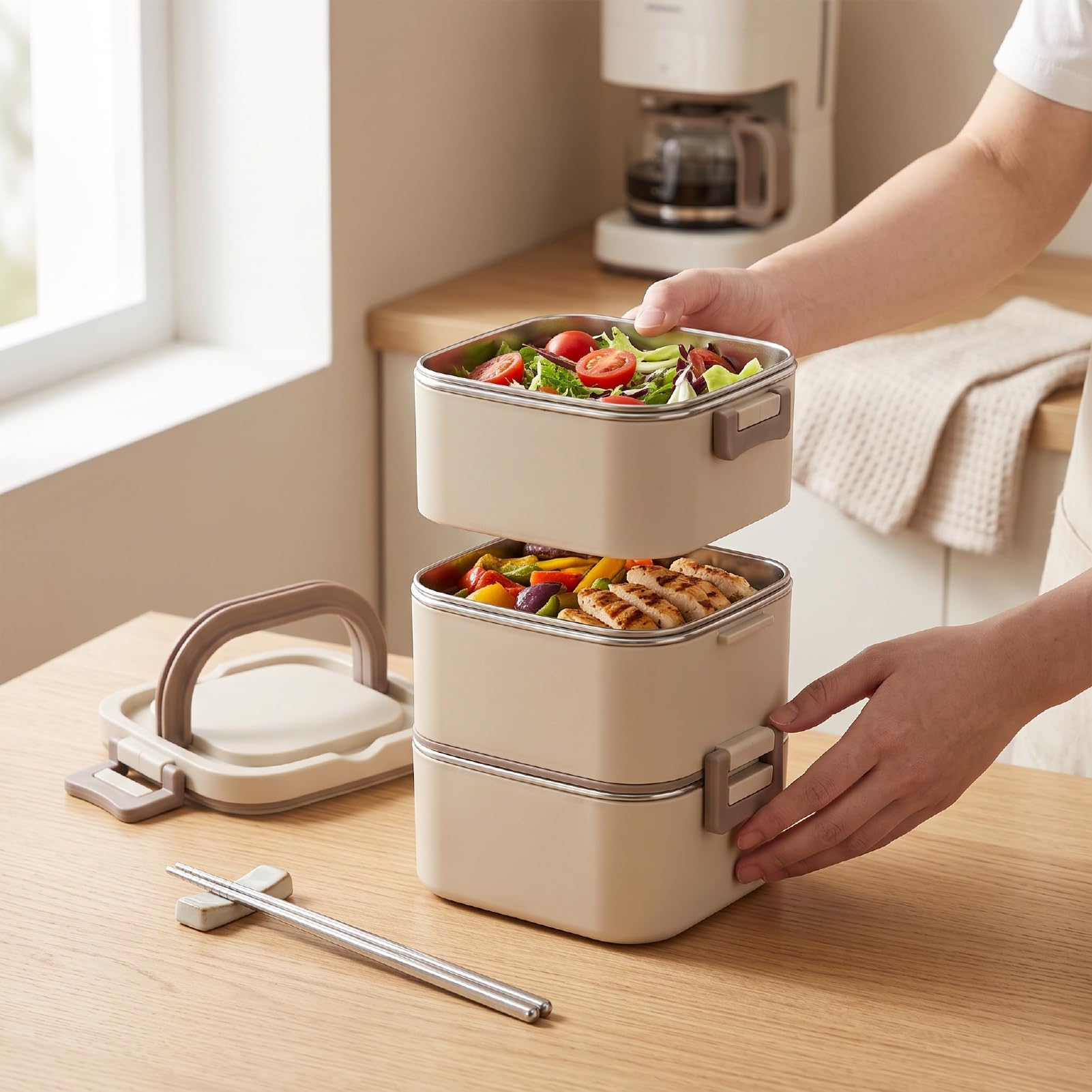 Fockety Contenitore per il Pranzo Portatile da 2100 Ml con Borsa Termica