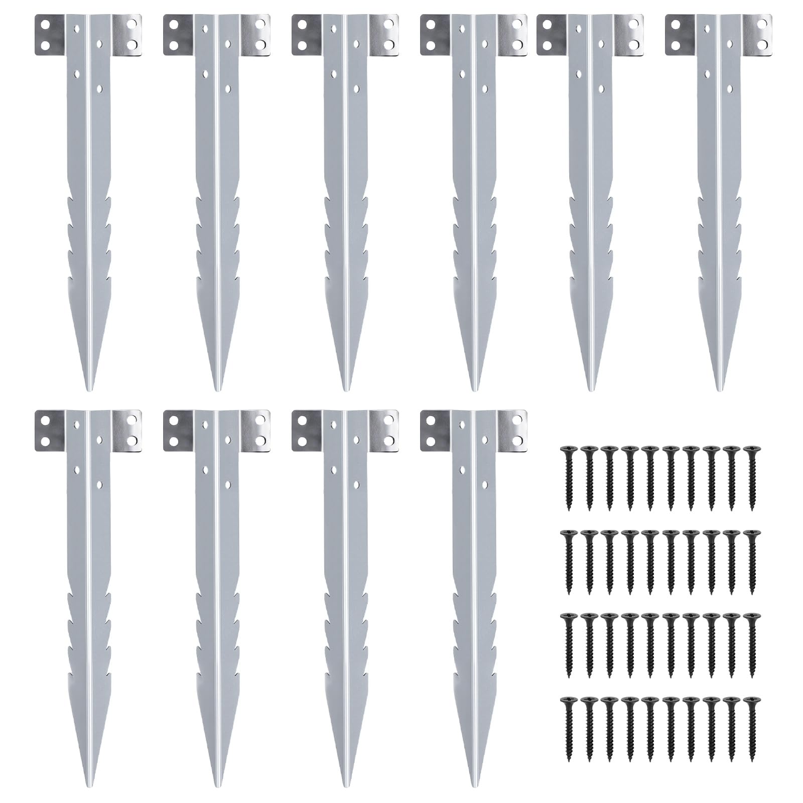 Kyrio 10 Pack Railway Sleepers Brackets, Heavy Duty Metal Sleeper Stakes,Galvanized Steel Jagged Stakes for Garden Edging,Galvanised Steel Jagged Sleepers Brackets for Garden Timber Planter Beds