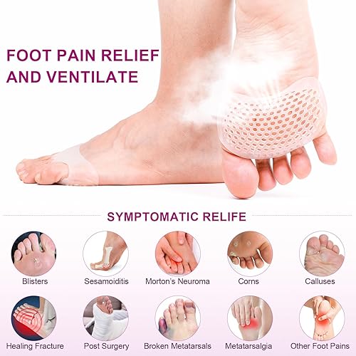 Miniatura 2 de Almohadillas metatarsianas para mujeres y hombres, paquete de 12 unidades, almohadillas de gel de silicona reutilizables para metatarsalgia,