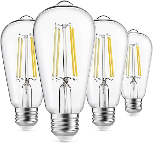 Miniatura 1 de Gozelux Edison Bombillas equivalentes a 60 W, bombillas LED vintage regulables, base mediana E26, blanco frío 4000 K, ST58, 6 W, 750 LM, 90+ CRI,