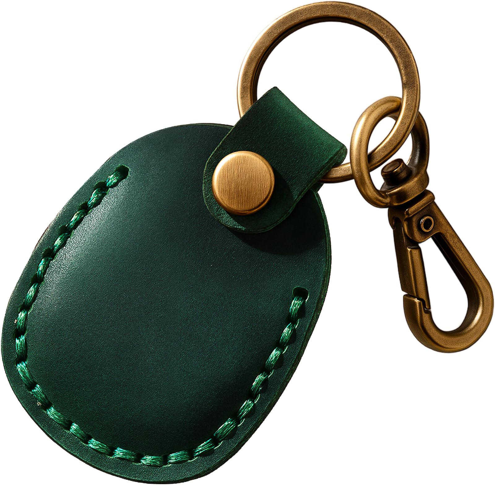 Q1T5 Genuine Leather AirTag Holder Compatible with Apple AirTag 2nd Gen & 1st Gen, Handmade Leather Air tag Keychain with Key Rings, Hidden Air tags