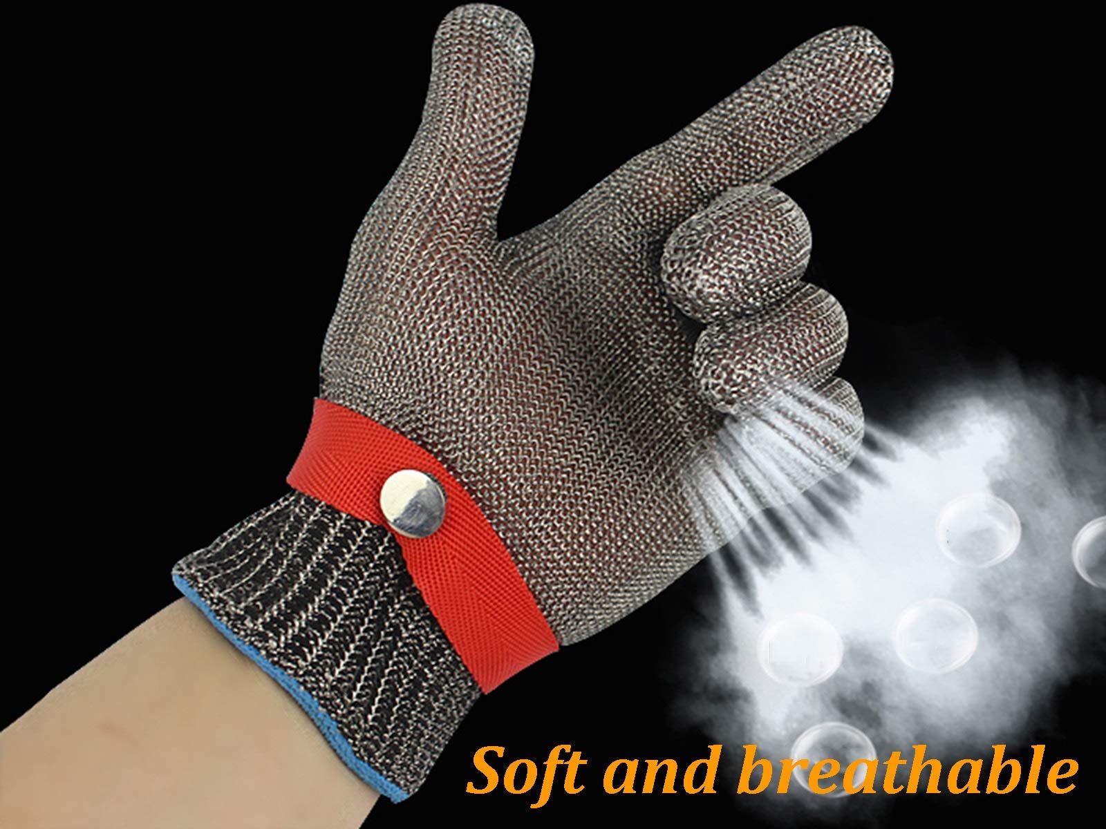 Guantes anticorte Guantes de acero 316L resistentes a cortes, guantes de trabajo de seguridad con protección de nivel 5, utilizados para protección de corte de carne en hogares y restaurantes (ta