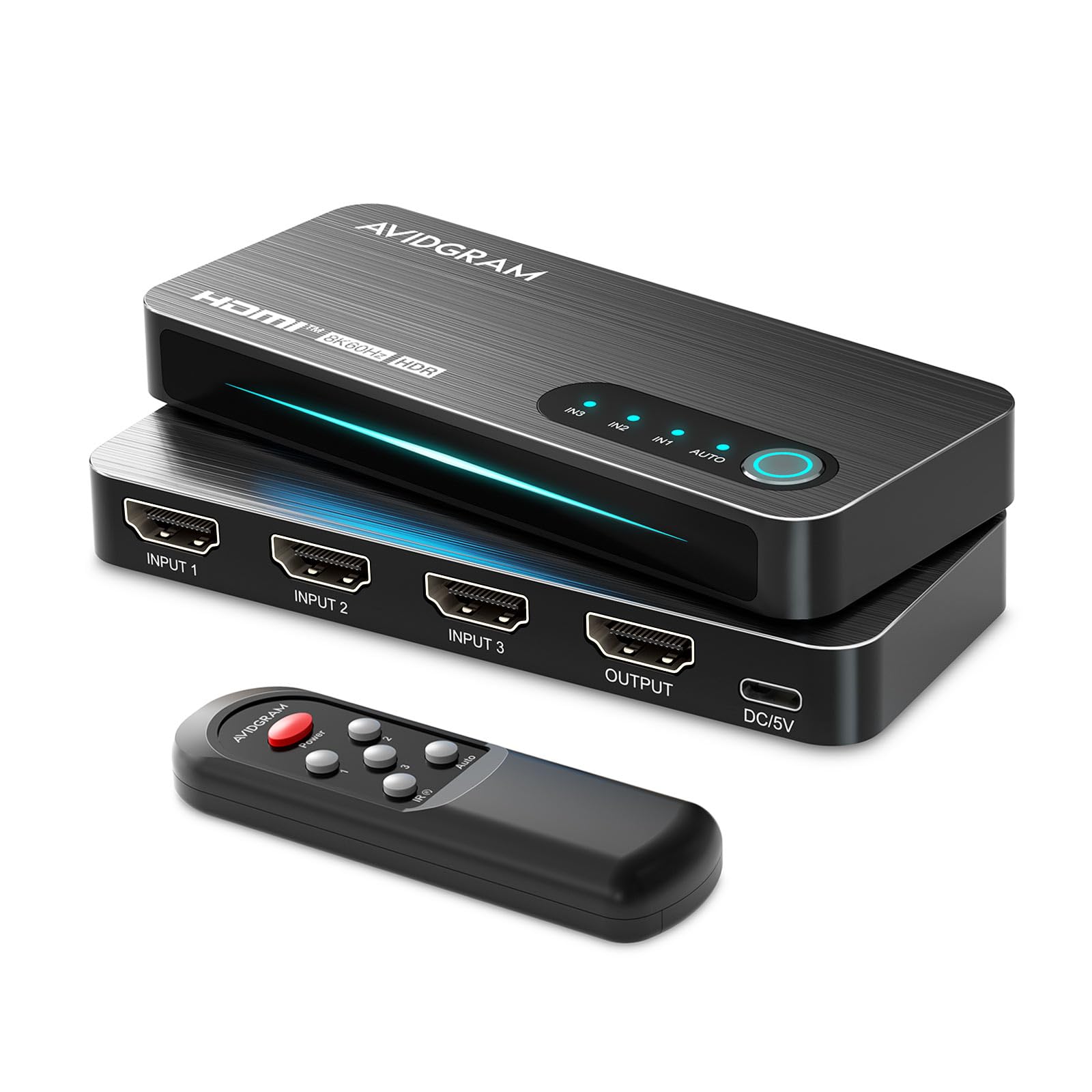 Sponsored Ad - AVIDGRAM 3 Port HDMI 2.1 Switch 4K 120Hz, 8K 60Hz Automatic Switching Selector Hub with IR Remote, 48Gbps Bandwidth, Compatible with PS4 Pro, PS5, Xbox Series X, UHD TV, Monitor, Projector