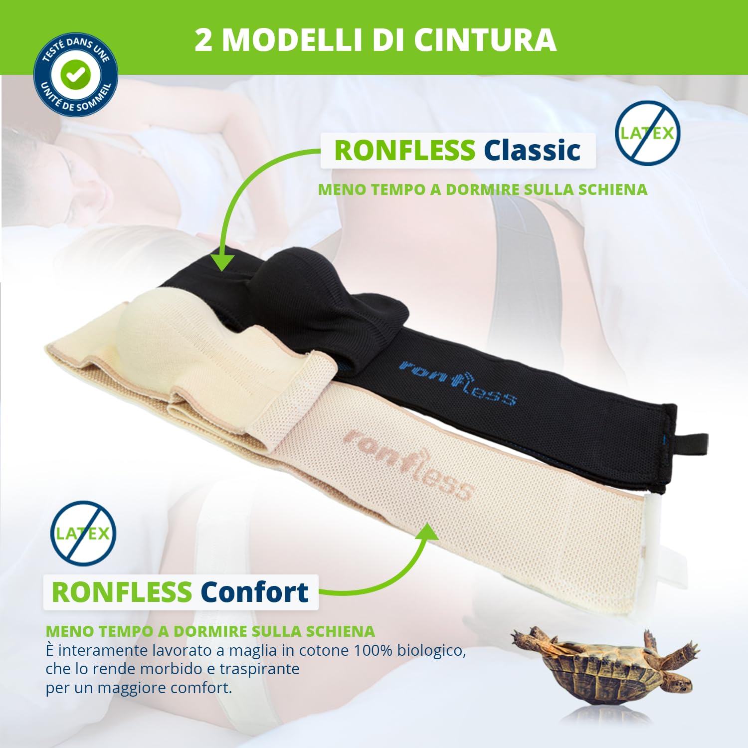 Comfort - Cintura comfort antirussamento - Apnea notturna - Dispositivo brevettato - Efficacia e comfort