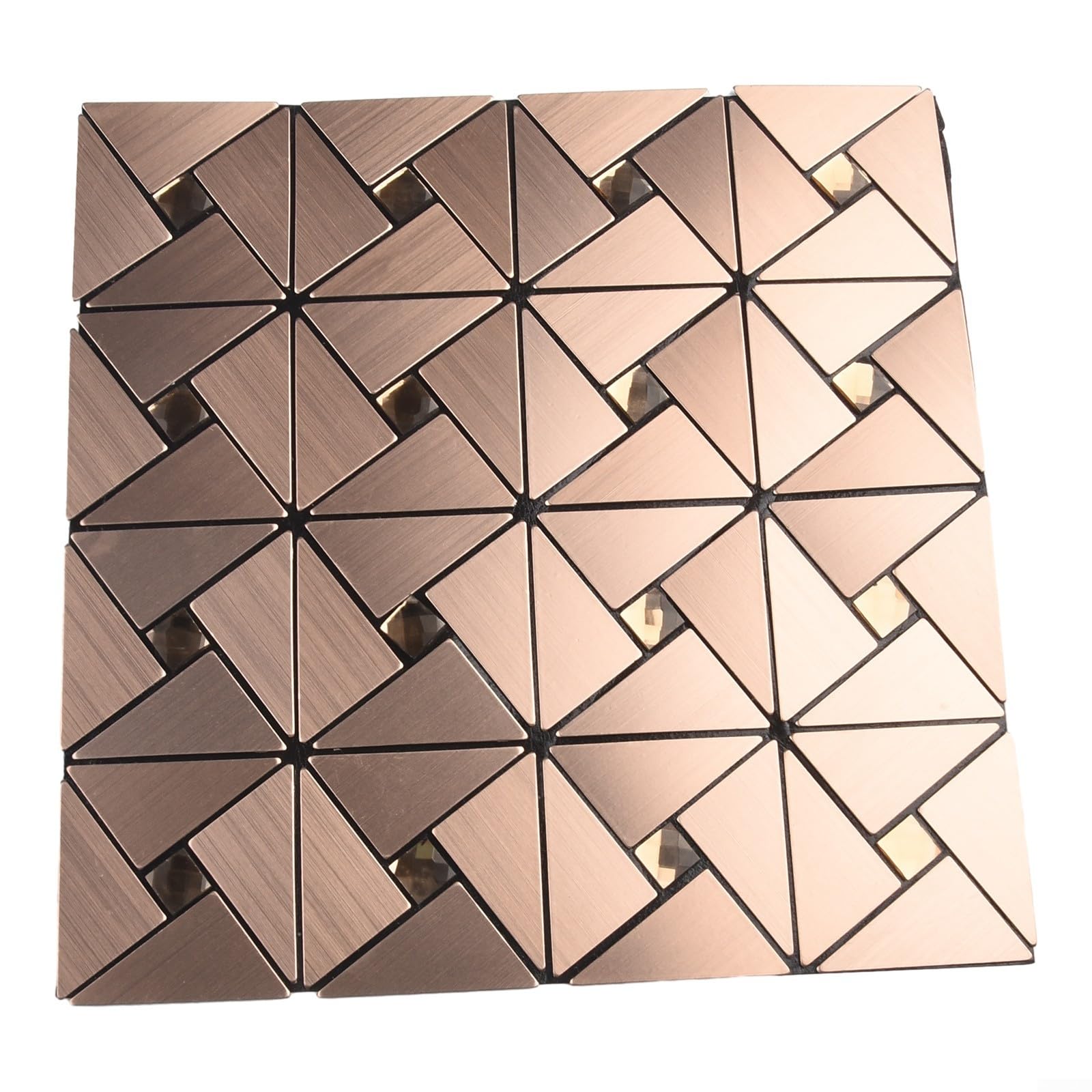 Foglio di piastrelle in mosaico di vetro color oro rosa e merallico, moderno paraschizzi in rame lucido per cucina e bagno - Italia