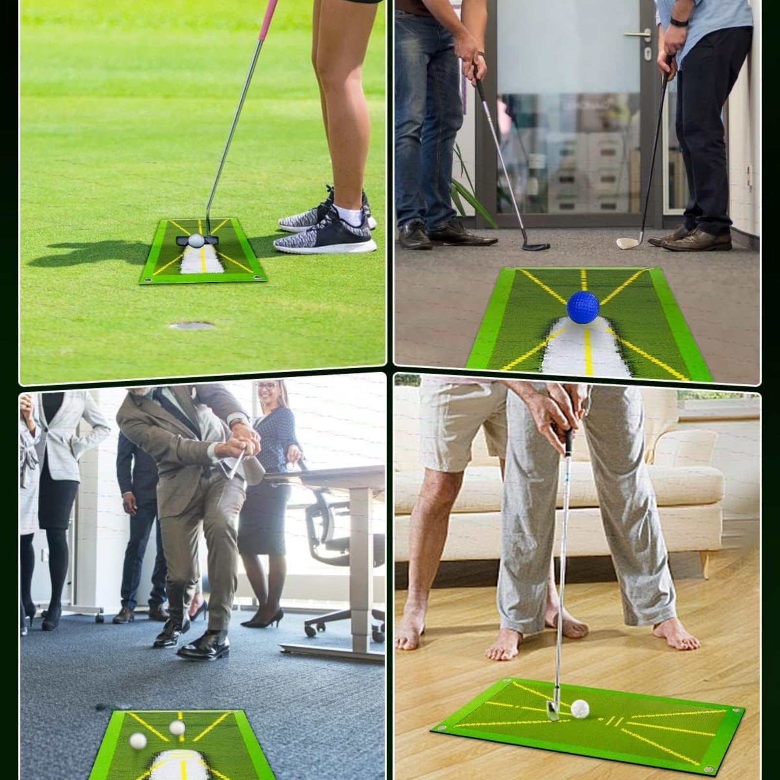 Alfombra de Golf con Bolsillo Negro 10pcs Mat de Entrenamiento para Interior