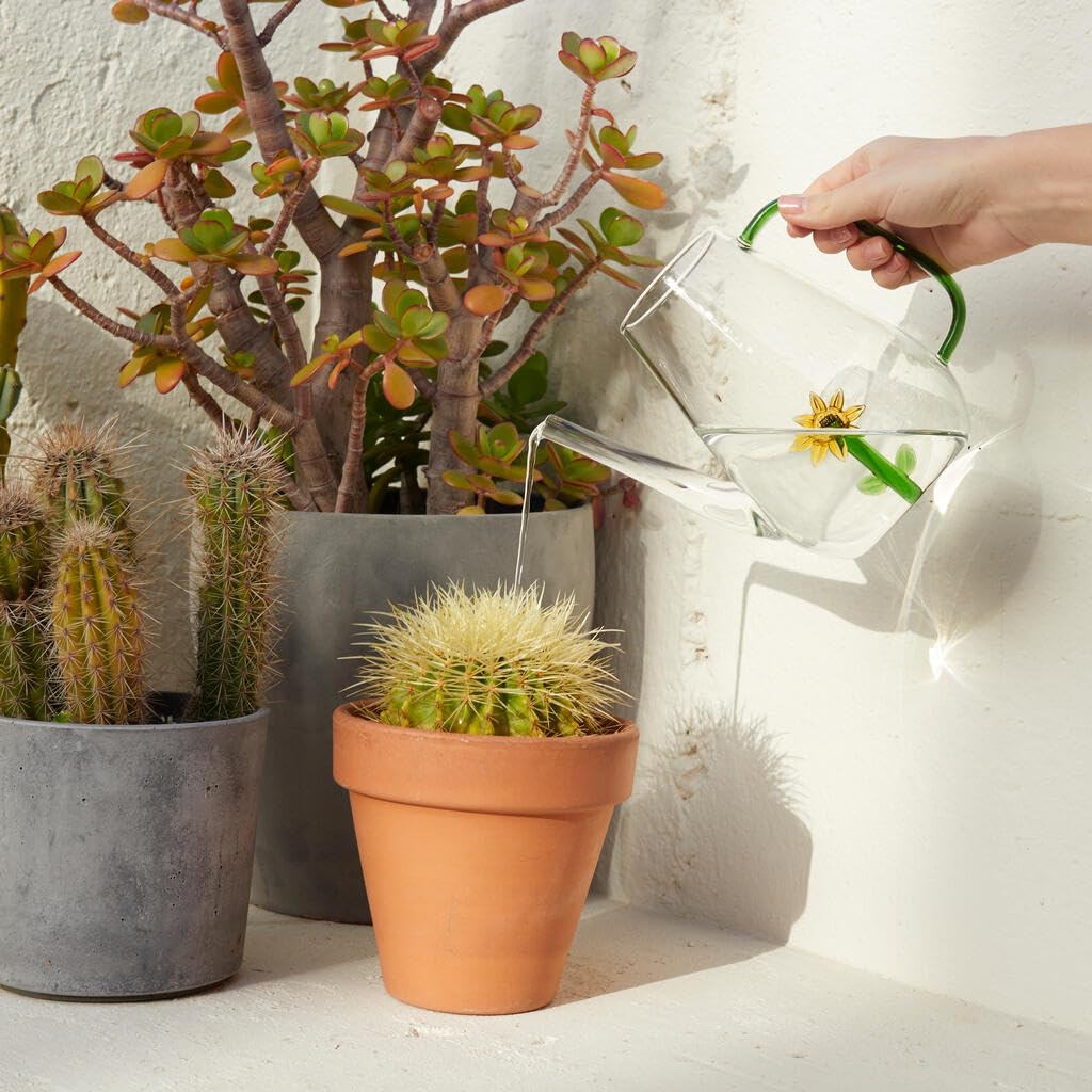 Balvi Regadera Botanical Sunflower Color Amarillo Hecha a Mano en borosilicato Vidrio 1 L