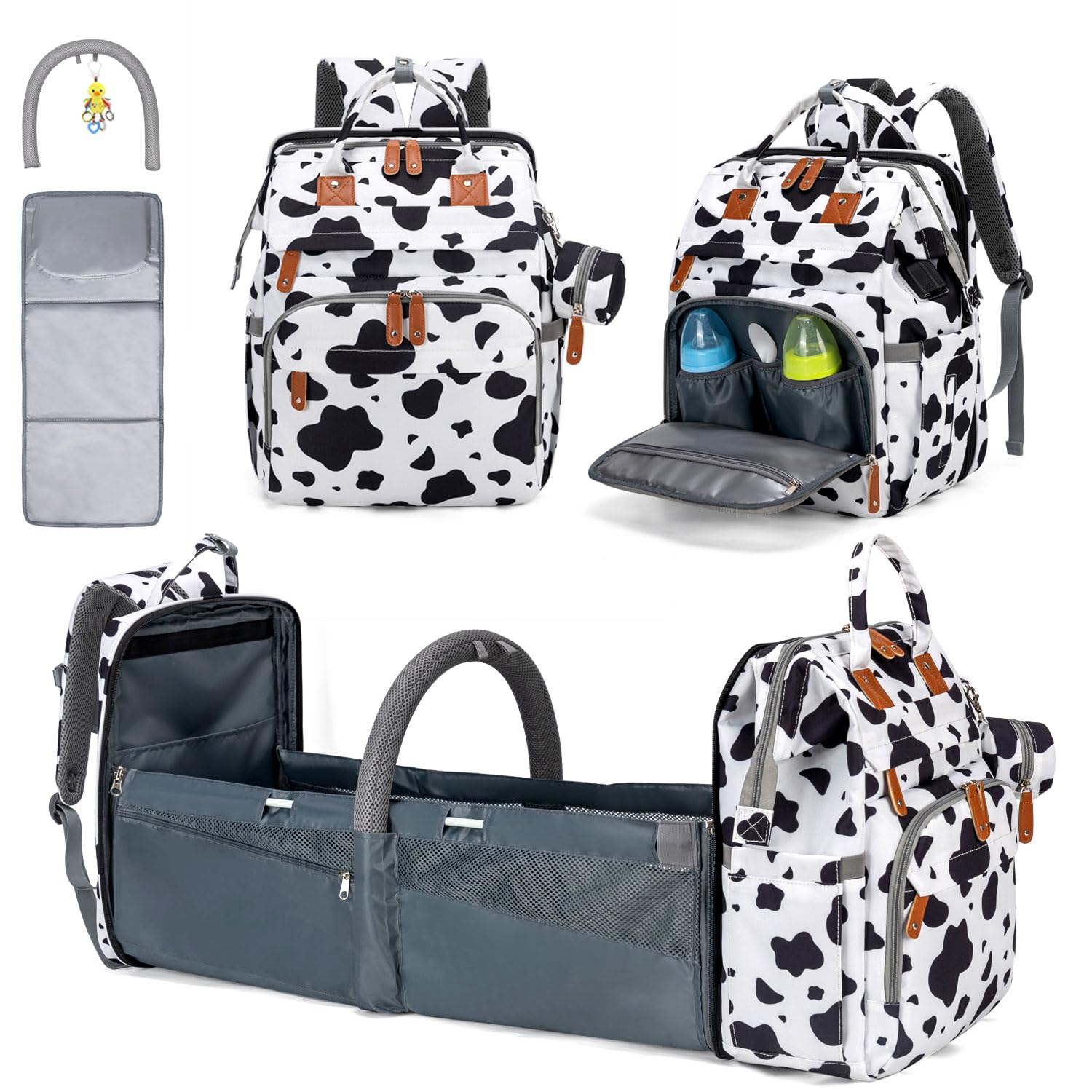 Photo 1 of KABAQOO Diaper Bag Backpack with Detachable Changing Station, Large Capacity Baby Diaper Bags for Boys & Girls, Baby Registry Search Stuff & Shower Gifts, Newborn Essentials Must Haves, Cow