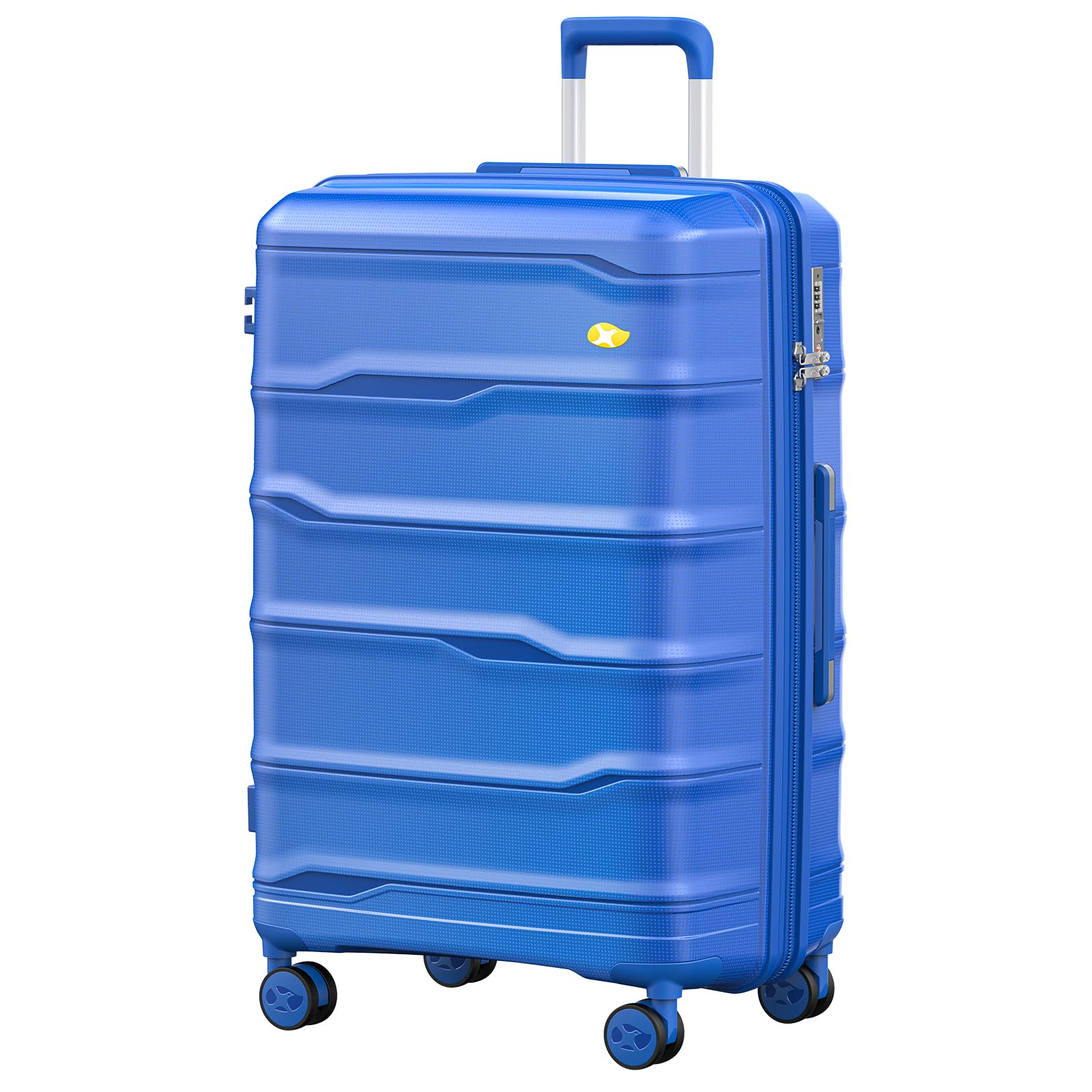 MGOB Valigia Grande Espandibile PP(Polipropilene) 92L Valigia Bagaglio a Mano Rigida Trolley Spinner e TSA Lucchetto 76x51x31cm, Blu