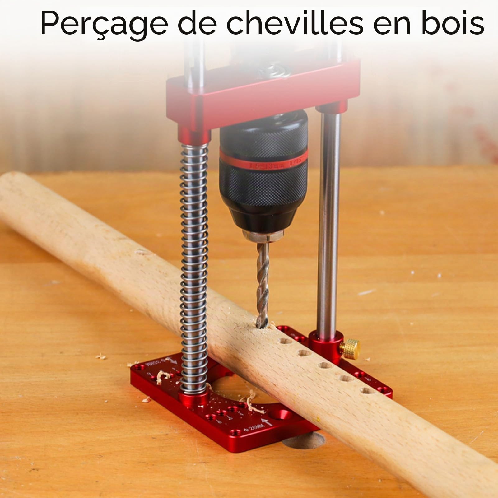 Support de Perceuse à Colonne, Guide de Perçage, Localisateur de Charnière pour le Travail du Bois, Fixation de 35 Mm, avec Mandrin à clé, échelle Réglable pour Perceuse