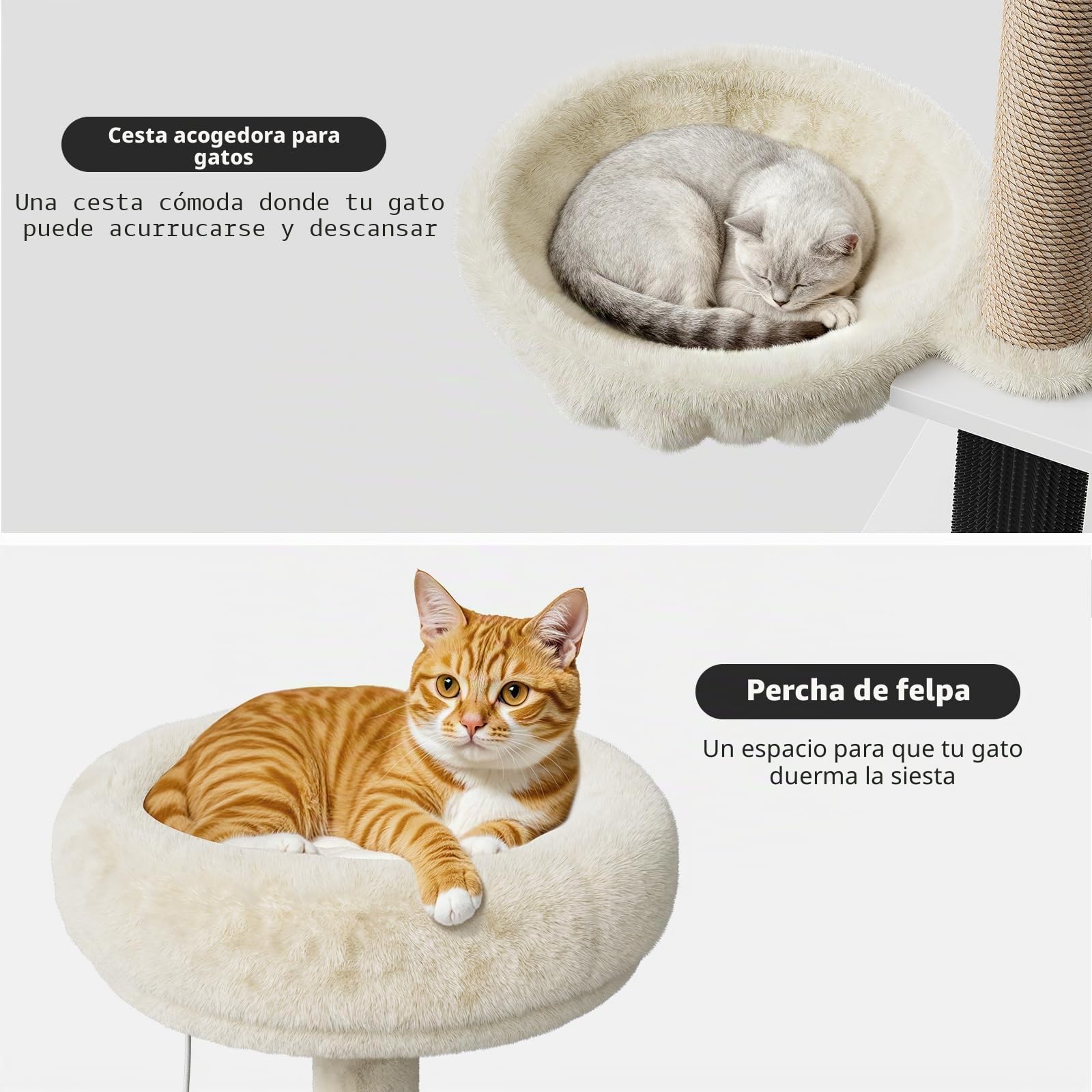 Mueble Arenero para Gatos con Rascador y Cueva – Mueble De Madera Oculto con Rascador De Sisal, Zona De Descanso Suave y Juegos Multinivel para Gatos
