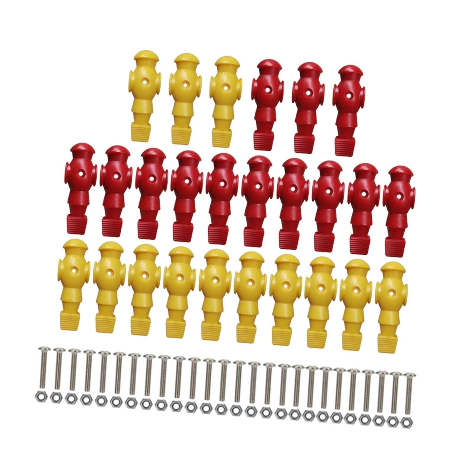 QSTDGVPW 26 Pieces Table Soccer Men Players, Foosball Replacement Players, Football Machine Accessories, Red Yellow