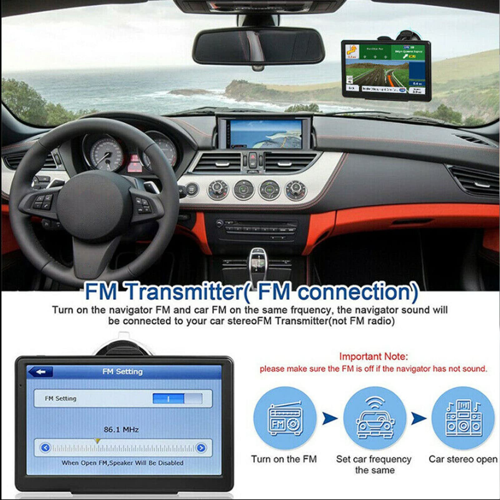 VBESTLiFE NavegacióN GPS, Instrumentos eléCtricos de NavegacióN con Pantalla TáCtil HD de 7 Pulgadas, 8 GB de ROM, 256 MB de RAM, Recargable, Compatible con WiFi, para AutomóViles y Camiones