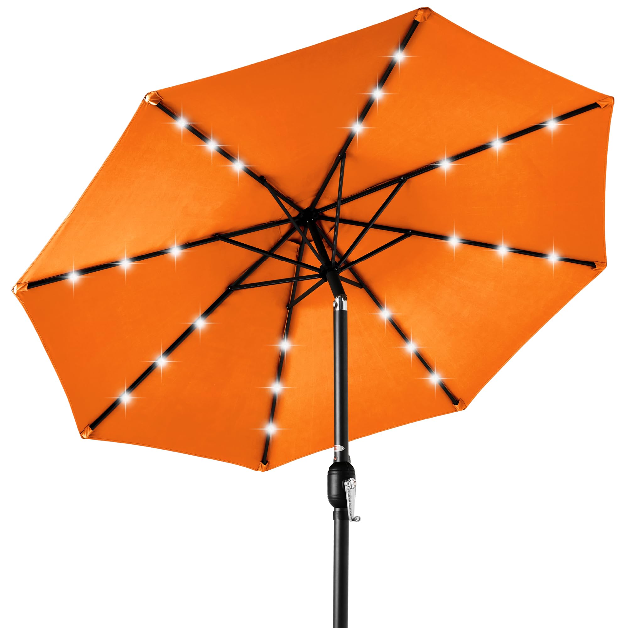 Best Choice Products 10ft Solar Powered Aluminum Polyester LED Lighted Patio Umbrella w/Tilt Adjustment and UV-Resistant Fabric - Orange
