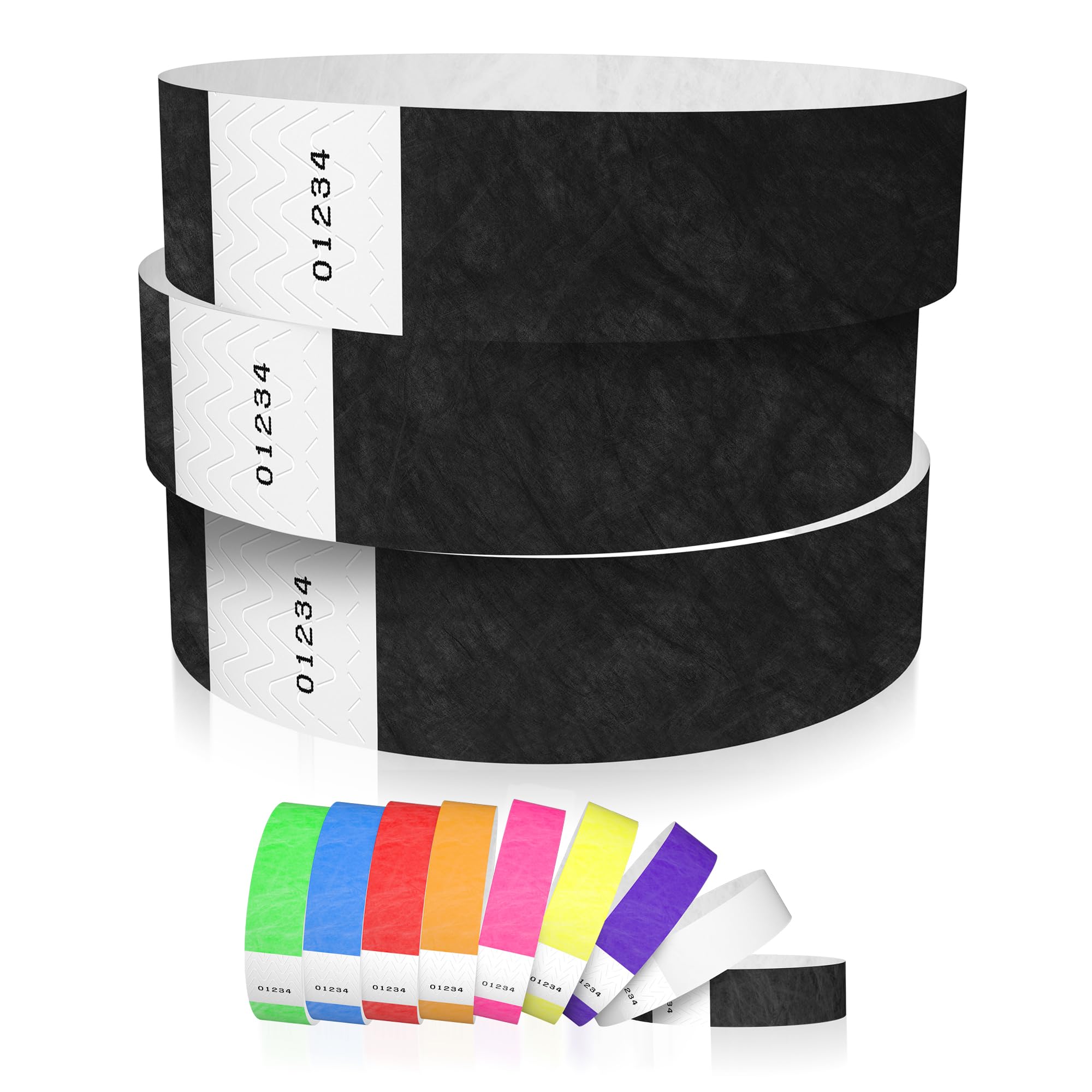 600 WristCo Black Tyvek Wristbands for Events - Comfortable Tear Resistant Paper Bracelets ID Wrist Bands for Concerts Festivals Admission Party Identification