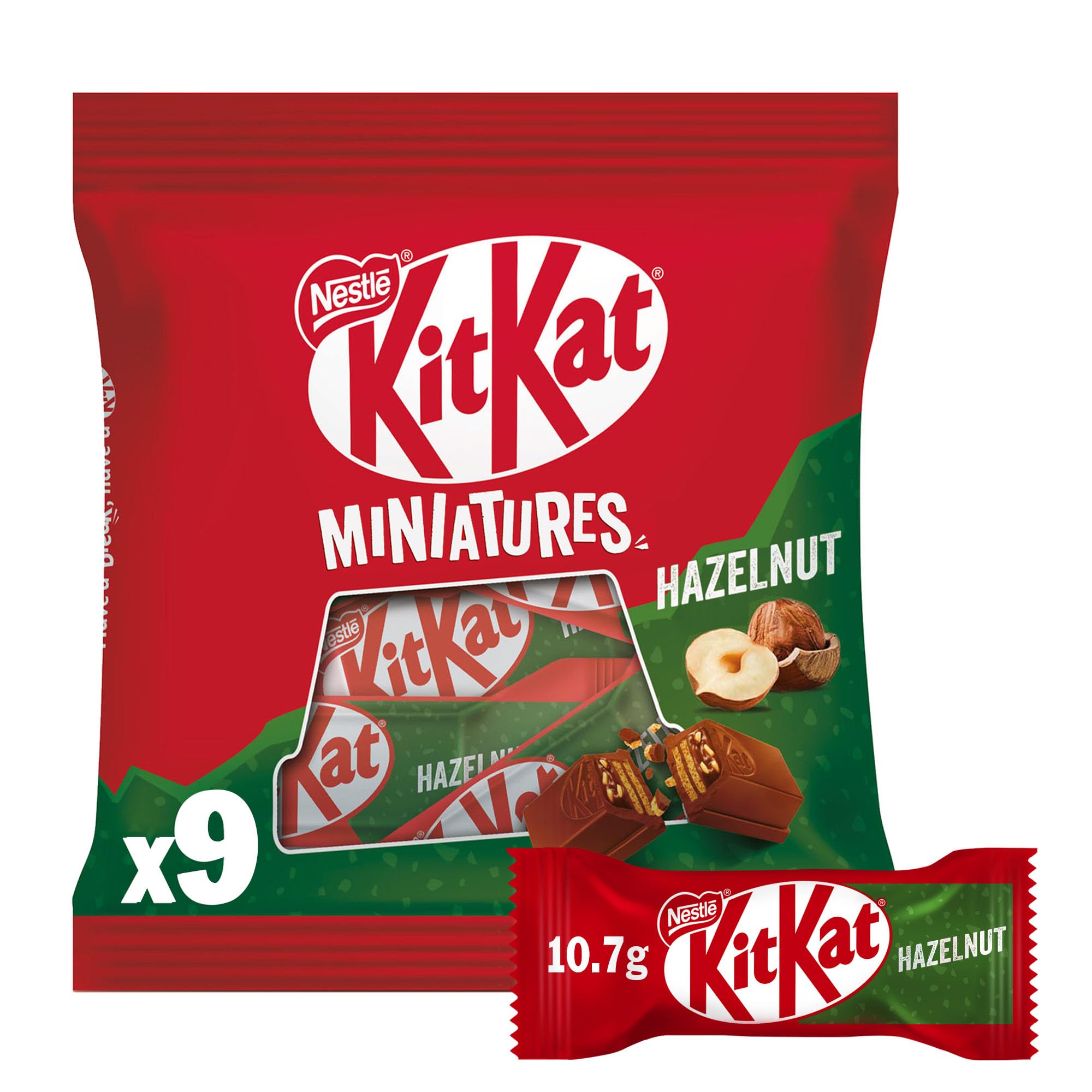 KitKat Miniatures Hazelnut Chocolate Crispy Wafer Fingers with Hazelnut Cream, 107 grams