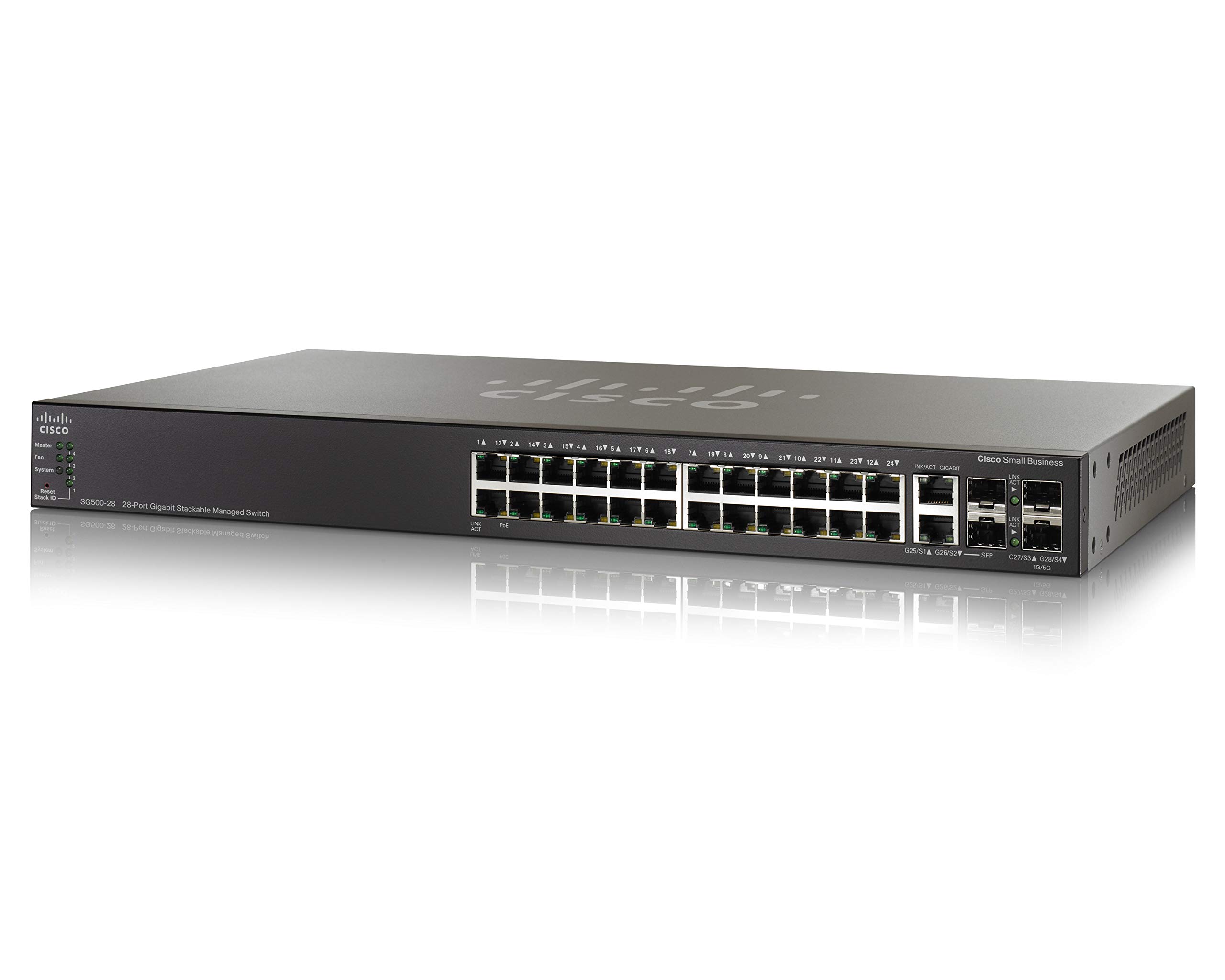 CISCO DESIGNEDRemanufactured SG500-28 28-Port Gigabit Stackable Managed Switch, Small Business Product Enhanced Limited Hardware Warranty (SG500-28-K9-NA-RF)
