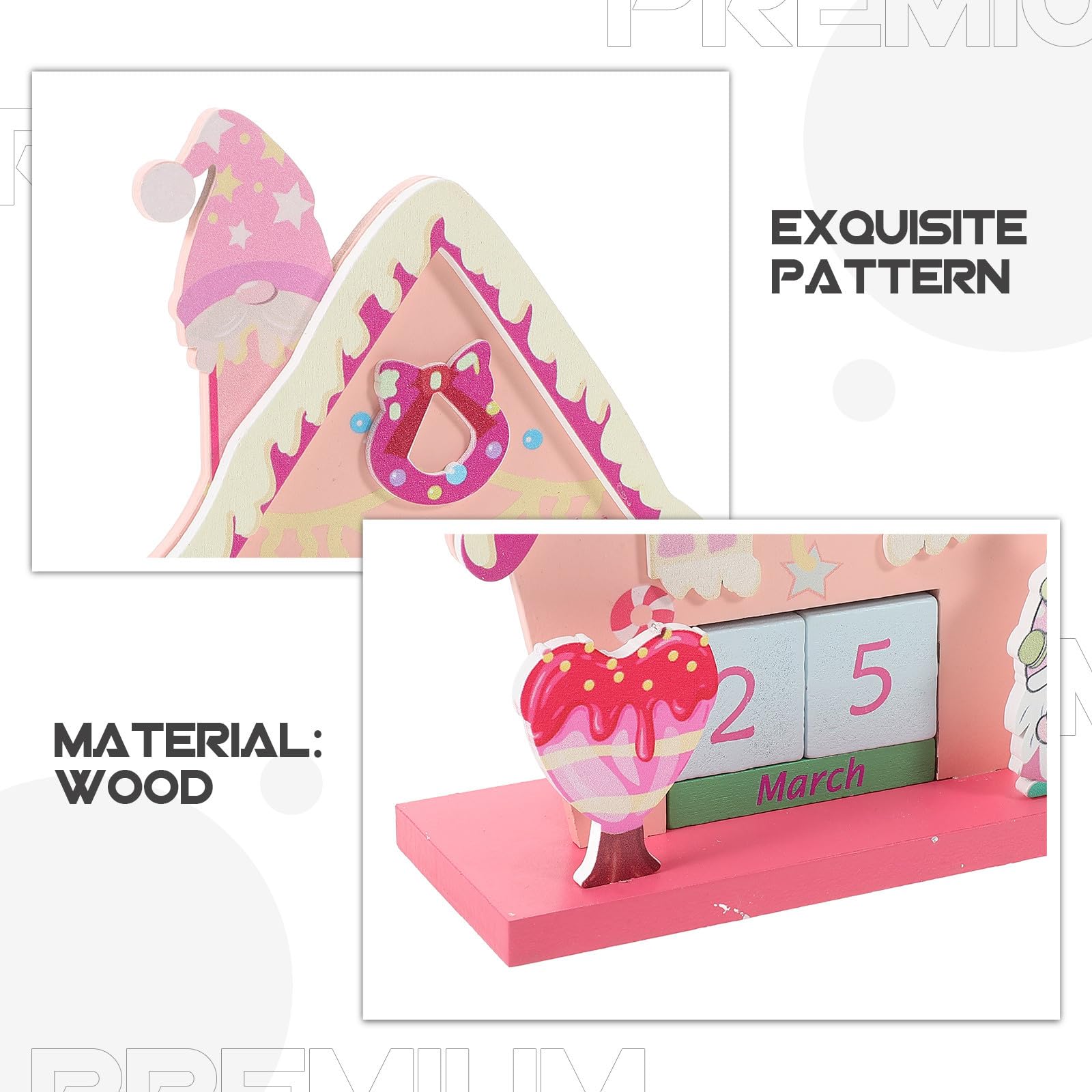 4 Sets Holzkalender mit Datumsanzeige und Countdown für