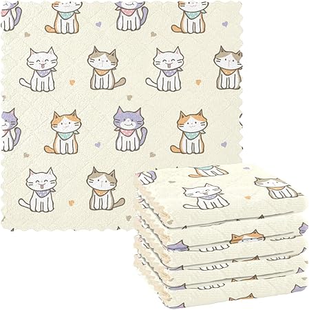 Amazon Akiraki キッチンクロス ネコ 猫柄 ハート 黄色 イエロー かわいい 可愛い ふきん 雑巾 吸水 速乾 汚れ落とし キッチン 台拭き 6枚セット 食器ふきん おしゃれ ぞうきん 家庭用 洗車 28x28cm キッチンクロス オンライン通販
