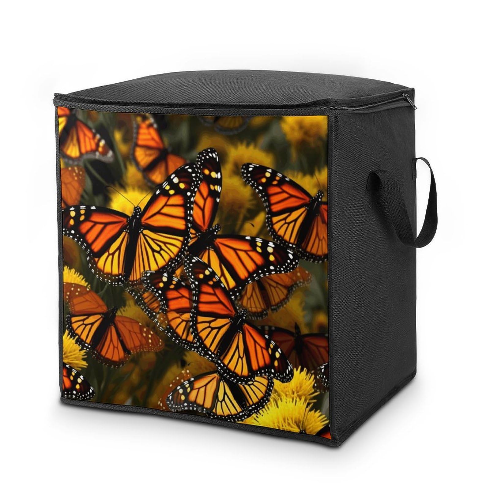 70L Monarch Butterflie Storage Bag With Zipper Closet Organizers with Handle for Home Storage Organizer for Blankets Quilts Clothes Comforter Bedding And Pillows