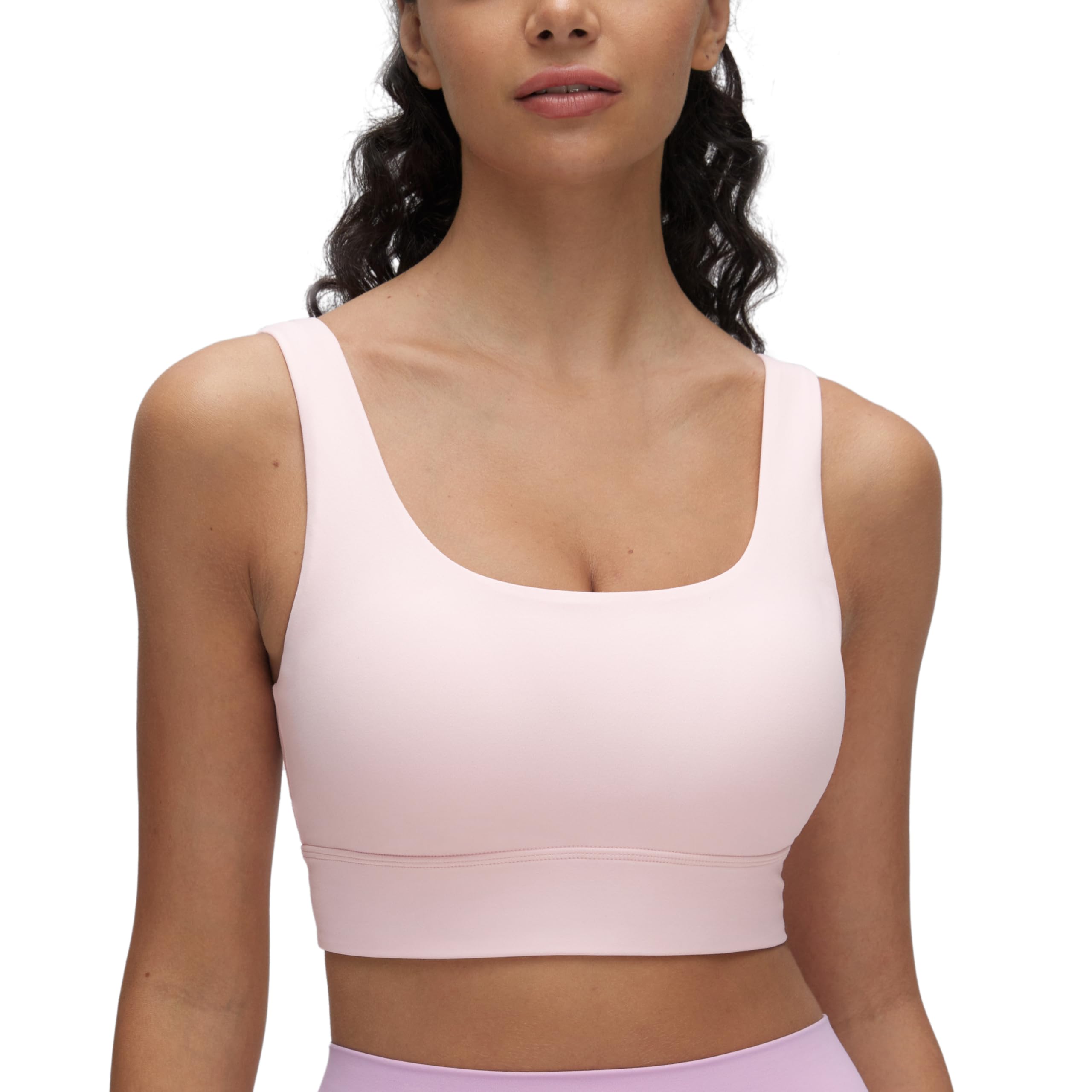 CRZ YOGA Womens ButterLuxe U Back Sports Bra - Padded Low Impact Crop Top Workout Yoga Sport Bra Strawberry Pink M