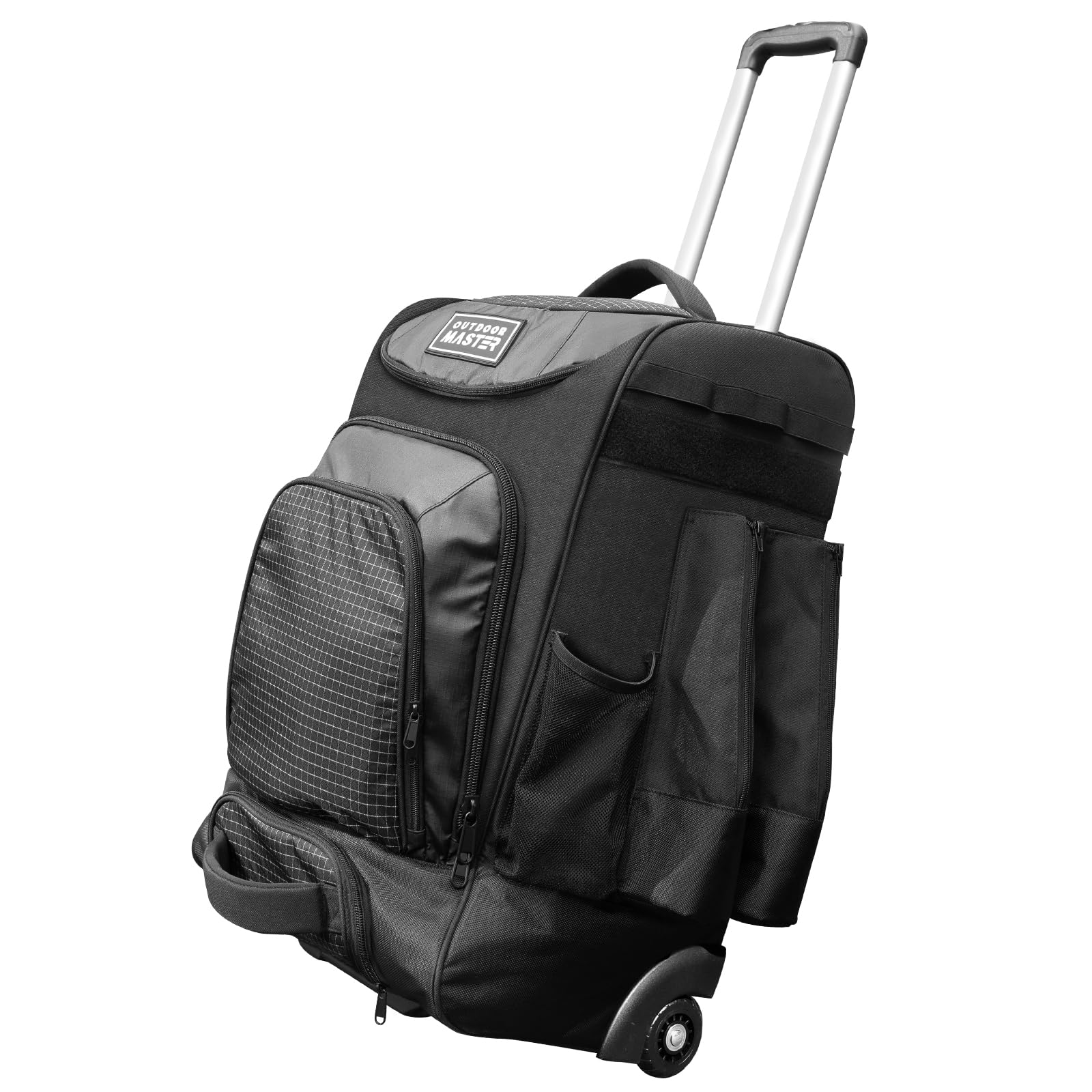 OutdoorMaster Rockblack - Mochila con Ruedas y 4 Bolsillos para Bate de béisbol, Rockblack, Talla única, Bolsa de béisbol con Ruedas