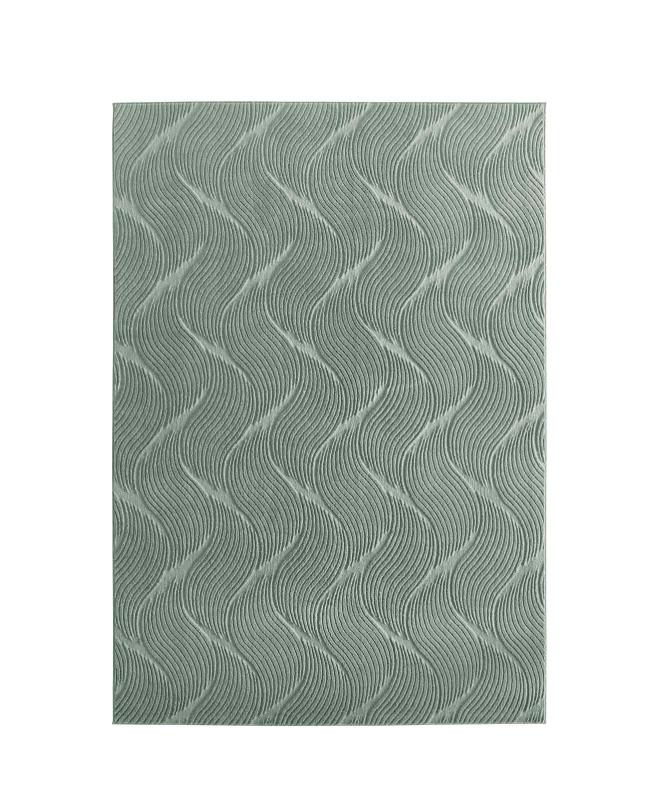 Taracarpet Kurzflor Boho Skandi Polyester Teppich in 3D Optik waschbar, pflegeleicht und robust ideal fürs Wohnzimmer, Schlafzimmer und Kinderzimmer auch als Badematte Grün Düne 160x230 cm
