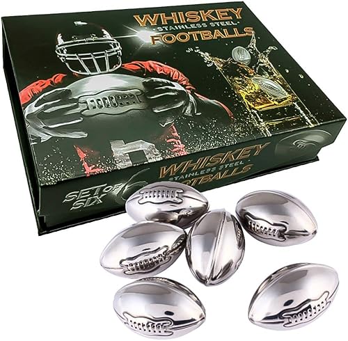 Whisky Stones - Balones de fútbol de acero inoxidable, regalos de hija, esposa, hijo. Cubos de hielo reutilizables enfriadores de cerveza, regalo de