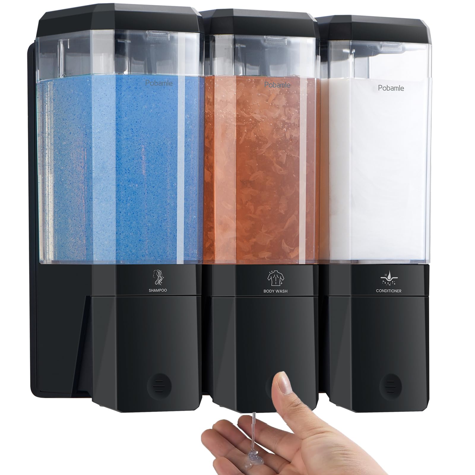 Dispensador de champú y acondicionador montado en la pared, dispensador de jabón de ducha, sin taladro, fácil instalación, dispens