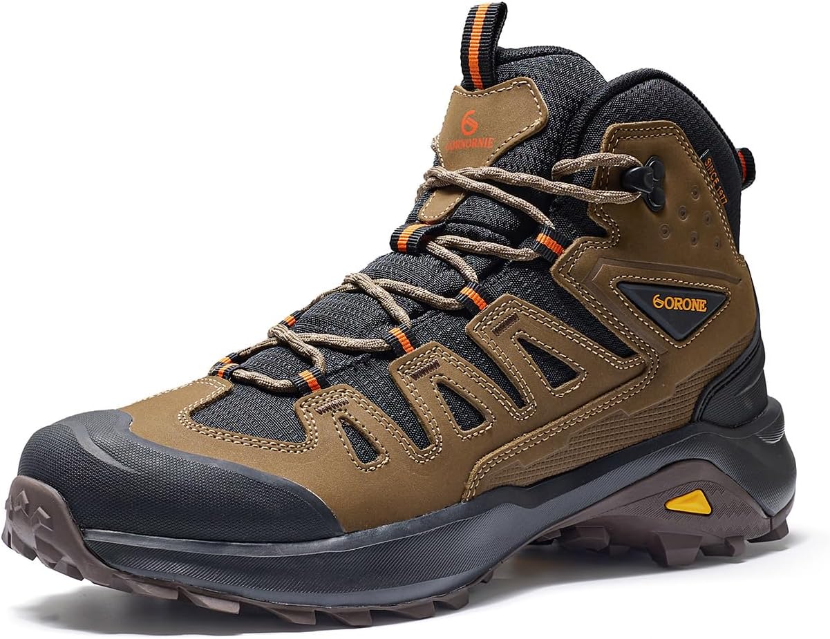 Men’s Waterproof Hiking Boots Outdoor Lightweight Breathable Leather Trekking Camping Mountaineering Shoes