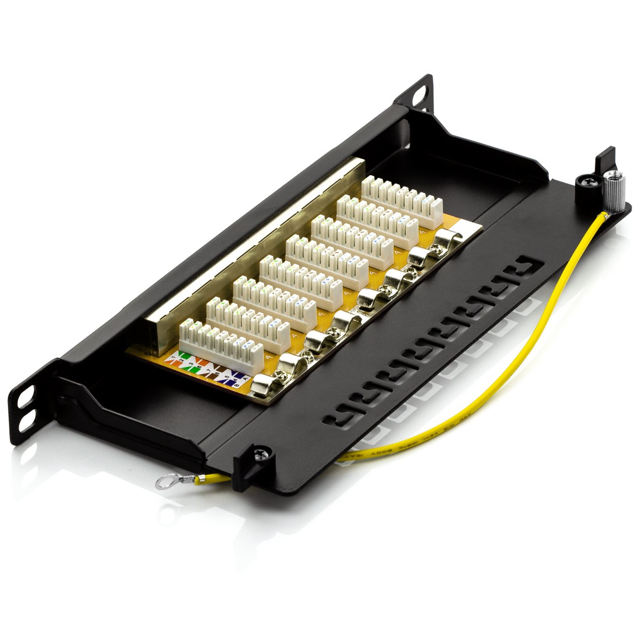deleyCON Panneau de Brassage 8 Port 0,5U Cat 6 Mini Panneau de Brassage Support de Montage Rack 10" Pouces RJ45 Blindé TIA568A TIA568B - Noir