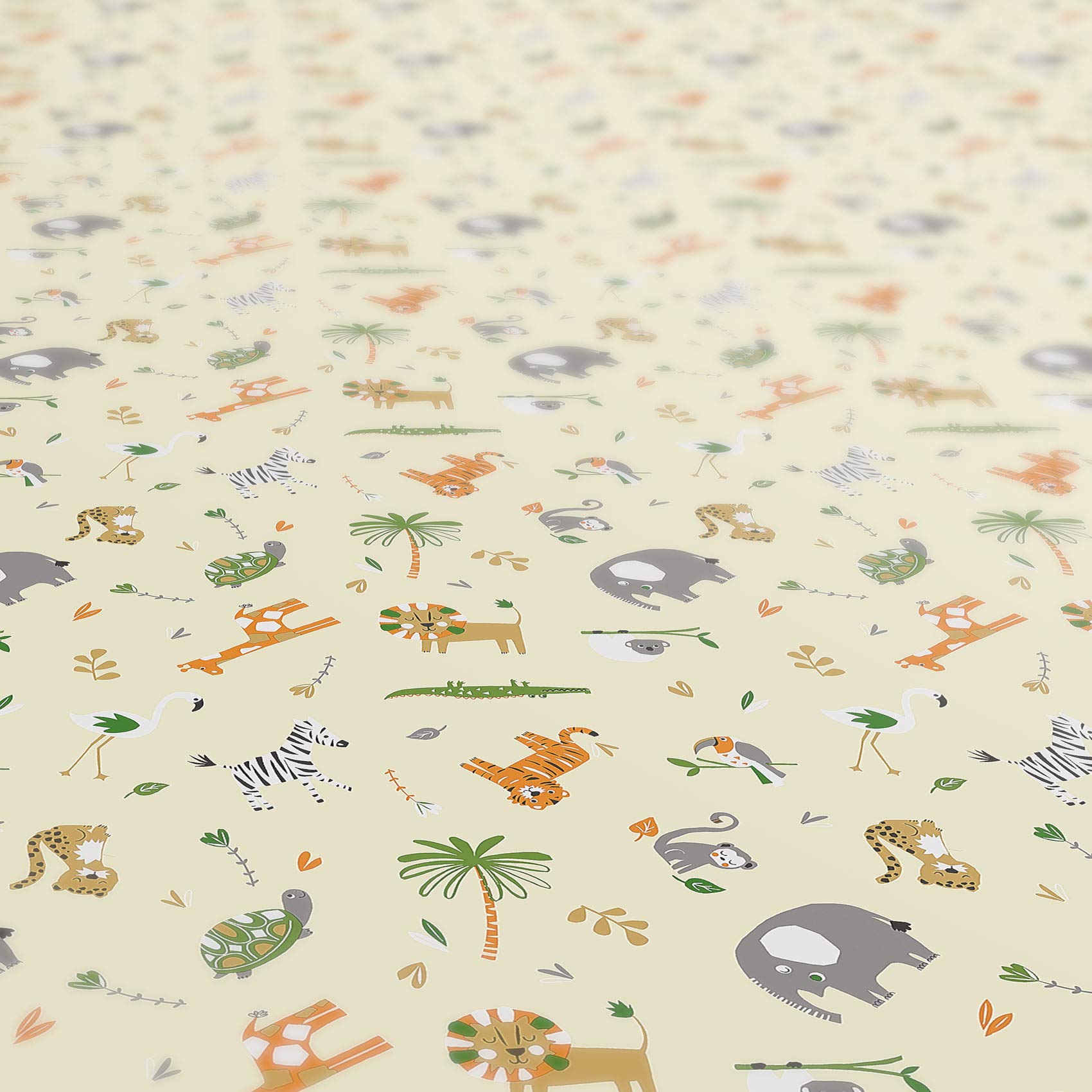 ANRO Tischdecke Wachstuch abwaschbar Wachstuchtischdecke Wachstischdecke Kinder Geburtstag Tiere Hellgrün 260x140cm mit Saum - Eingefasst