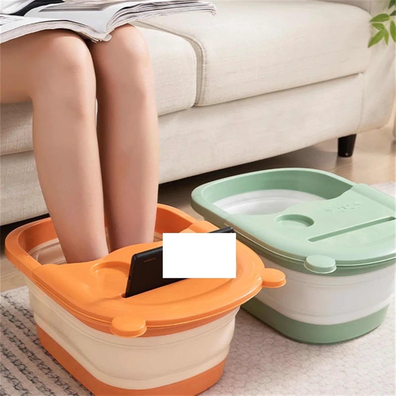 Faltbarer FußBadeimer Faltbare Fußbad Eimer Massage Fuß Waschbecken Hause Wäsche Wanne Eimer Erwachsene Fuß Bad Becken Klapp Fuß Einweichen Eimer FüR Fischen，Camping(Orange)