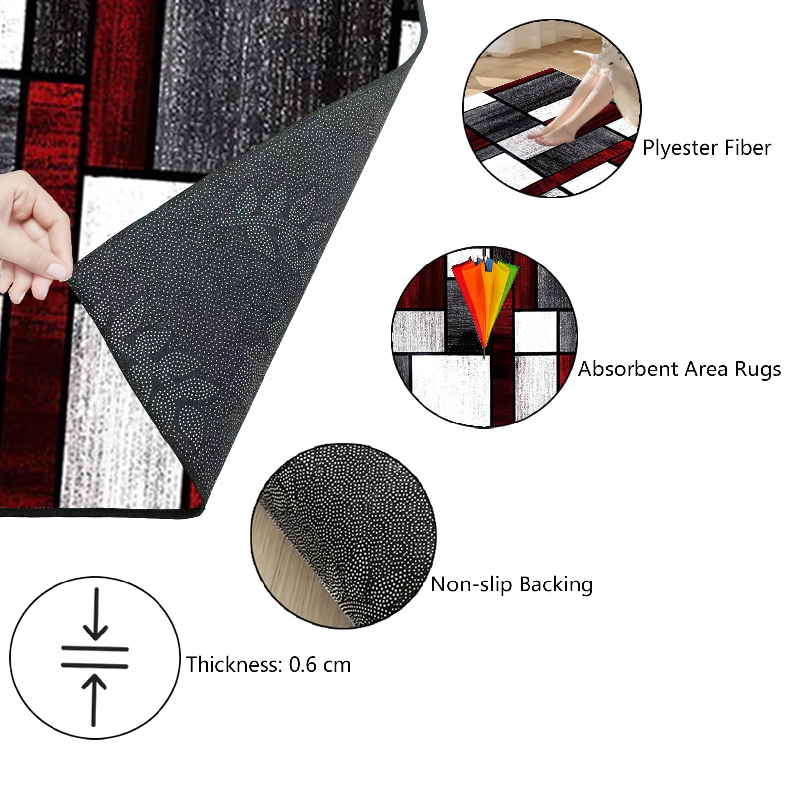 Läufer für Flur rutschfest, Küchenläufer Flurläufer, Teppich Küche Läufer Schlafzimmer Lang Läufer Teppich, Schmaler Teppich Boden-Teppichläufer für Flur, Eingangsbereich, Waschküche 60 x 240 cm