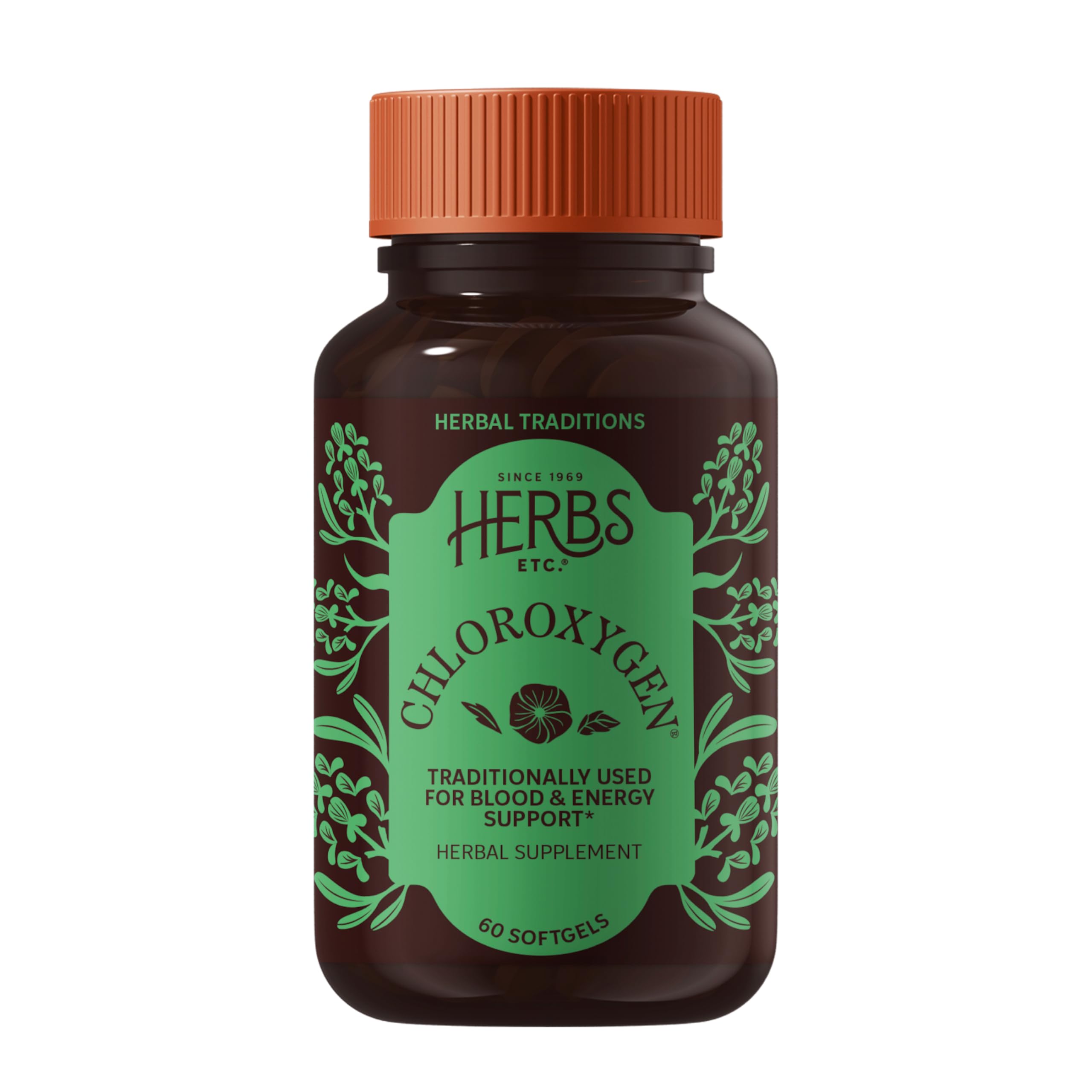 Herbs Etc. ChlorOxygen Chlorophyll Concentrate - Aids Healthy Blood Circulation - High-Altitude Environment Support - Energy Support - 60 Softgels (60 Servings)