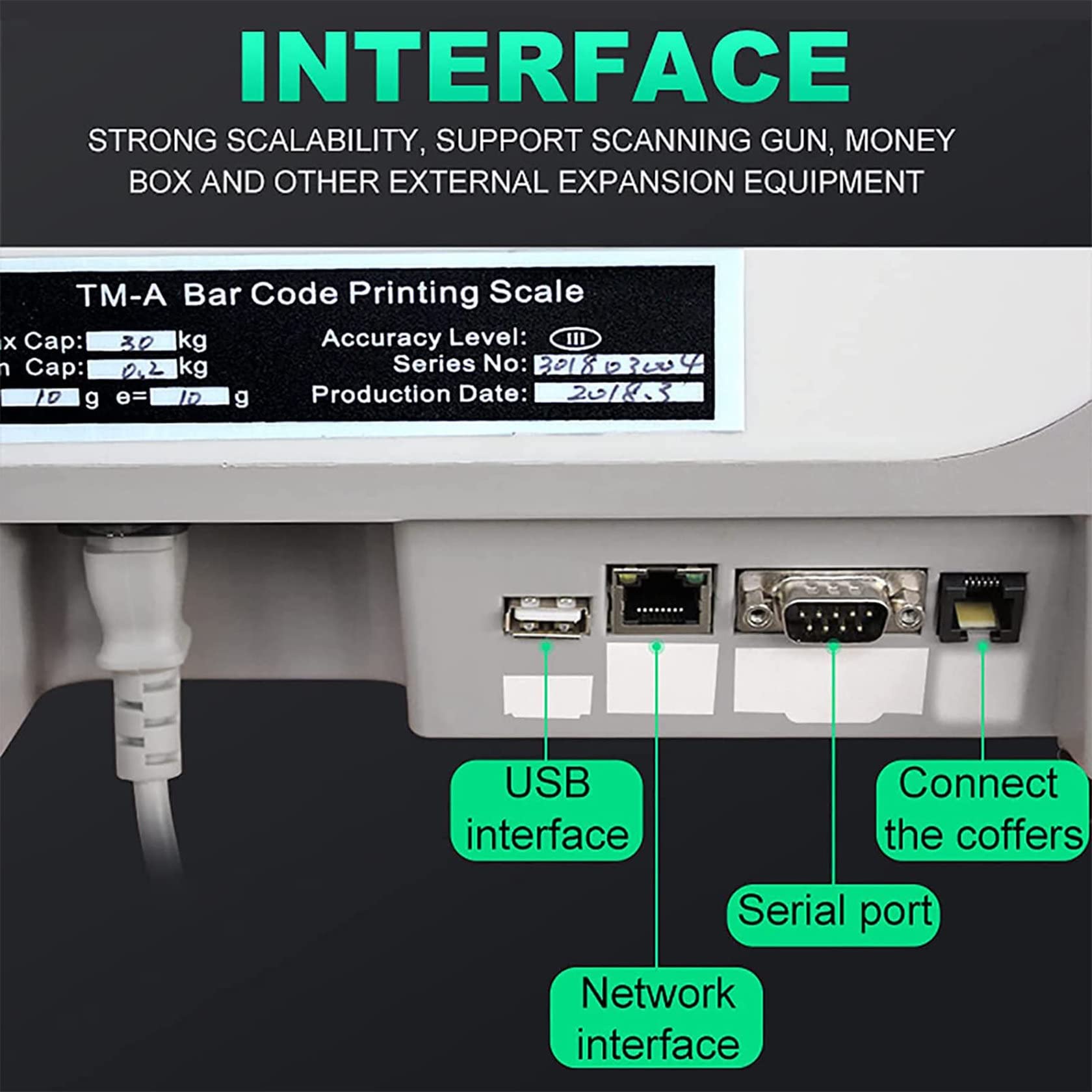 Nicvrea Digitale Preisetikettendruckwaage 30kg - Mit Barcode Drucker & Display