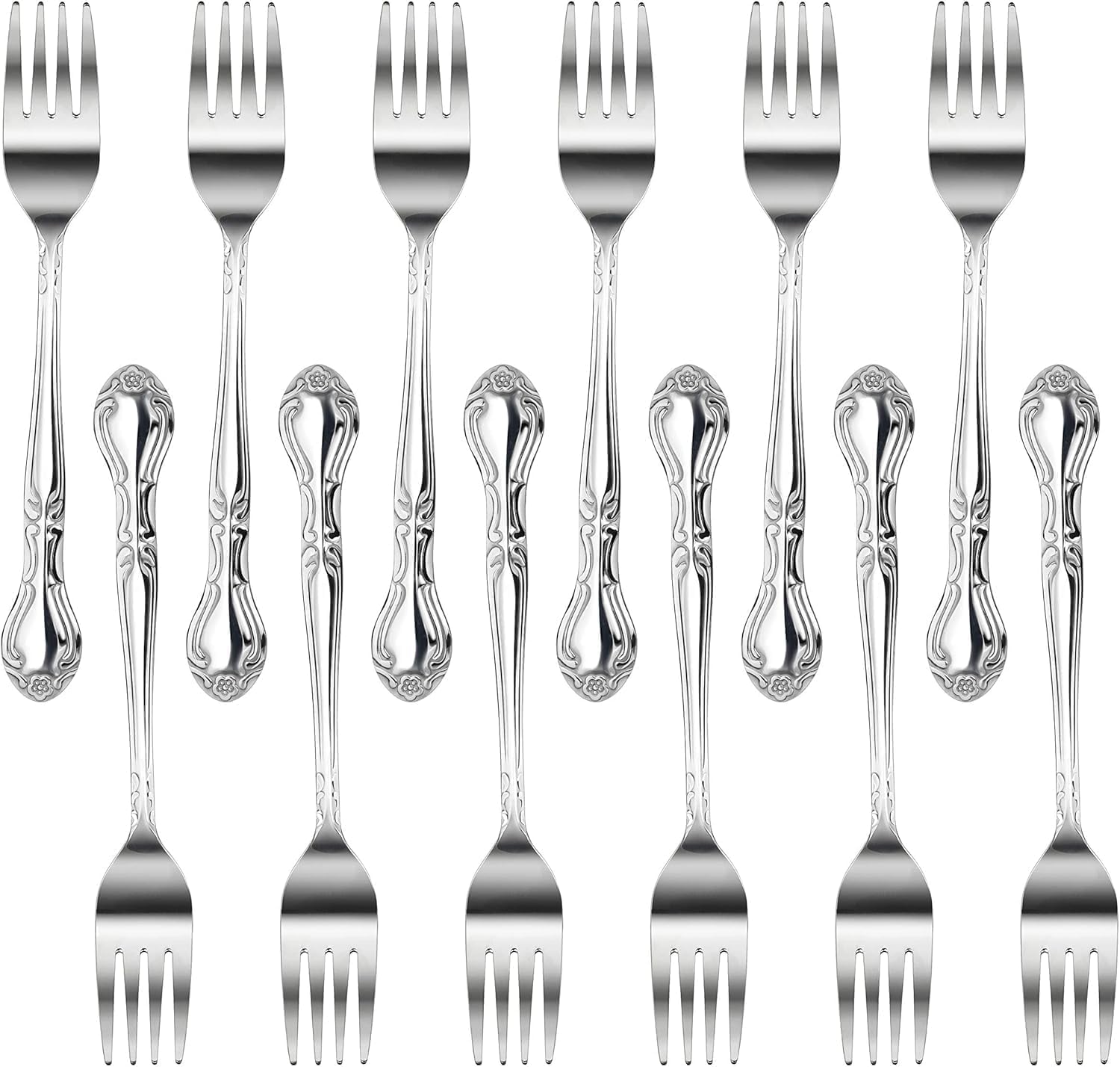 New Star Foodservice Rose Pattern 18/0 Stainless Steel Salad Fork, 6.2-Inch, Set of 12, Commercial Grade