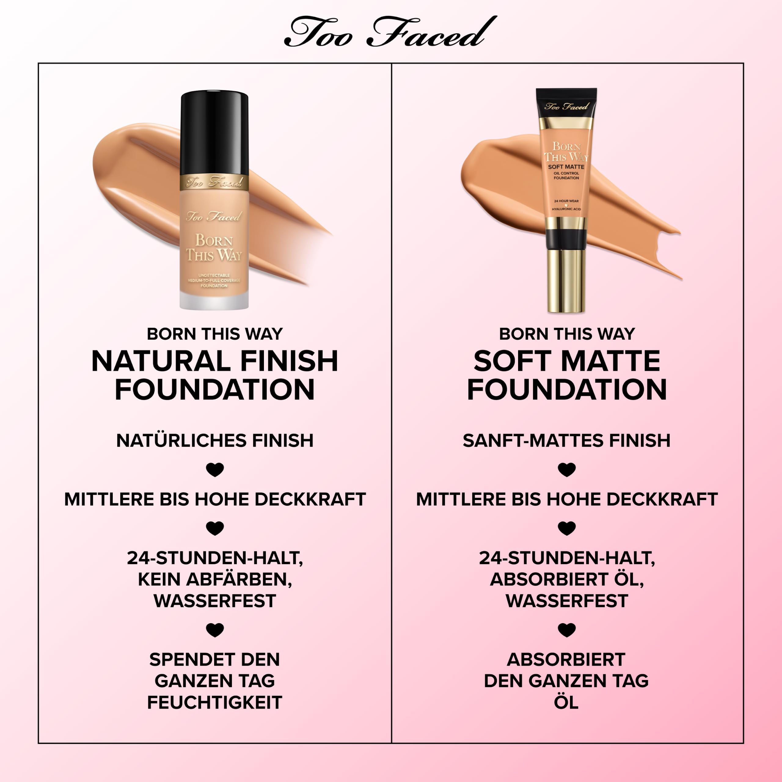 Too Faced Born This Way Soft Matte Foundation | Langanhaltende, Wasserfeste Grundierung | Feuchtigkeitsspendende Foundation mit Glanzkontrolle