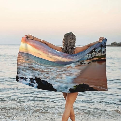 Beach Hawaii - Toalla de playa de microfibra para adultos, 31.5 x 63 pulgadas, toallas de playa de viaje de gran tamaño con bolsa, toallas de