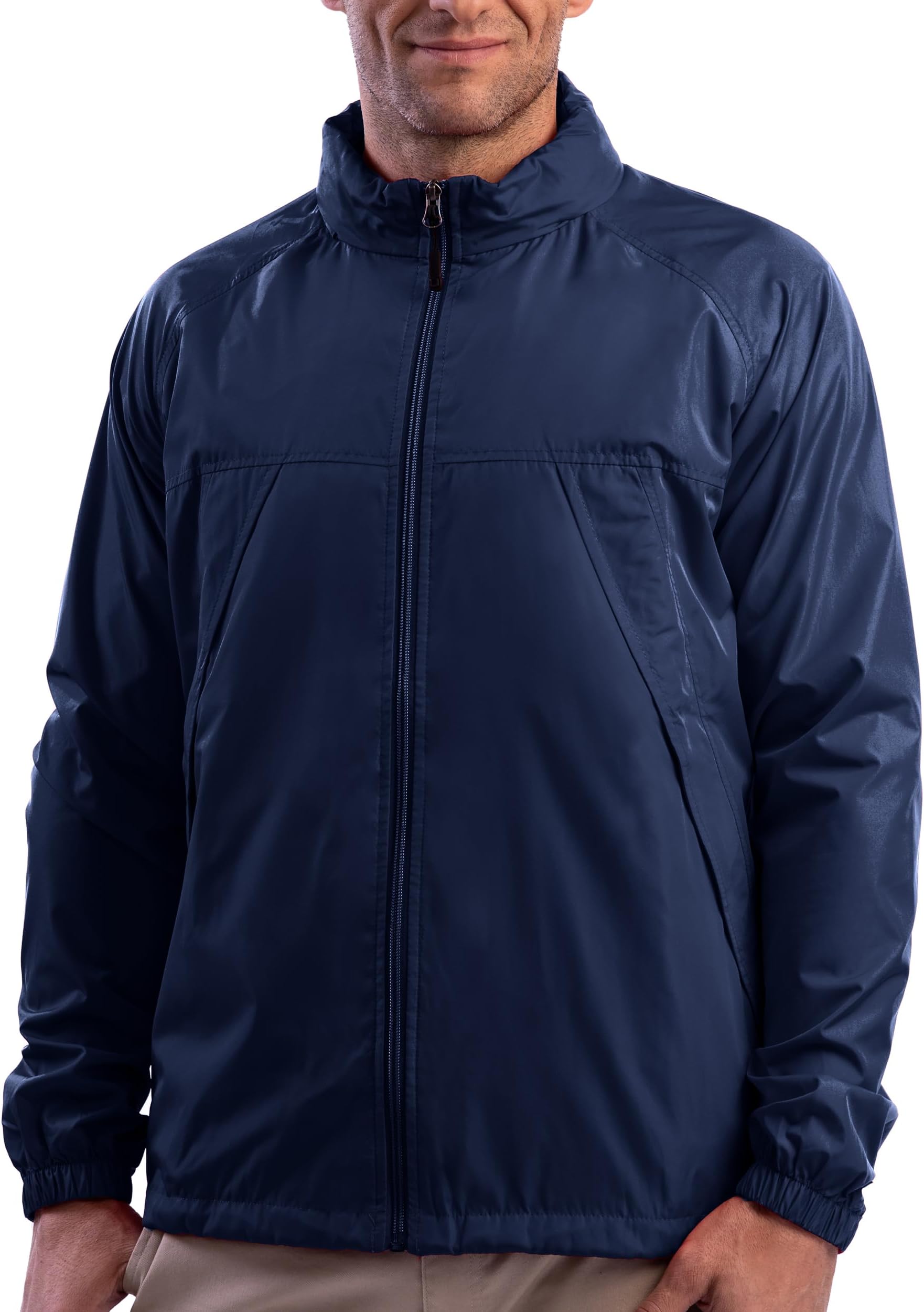 Pack Windbreaker Jacket for Men - 19 Hidden Pockets - Lightweight Water Repellent Coat for Travel & More