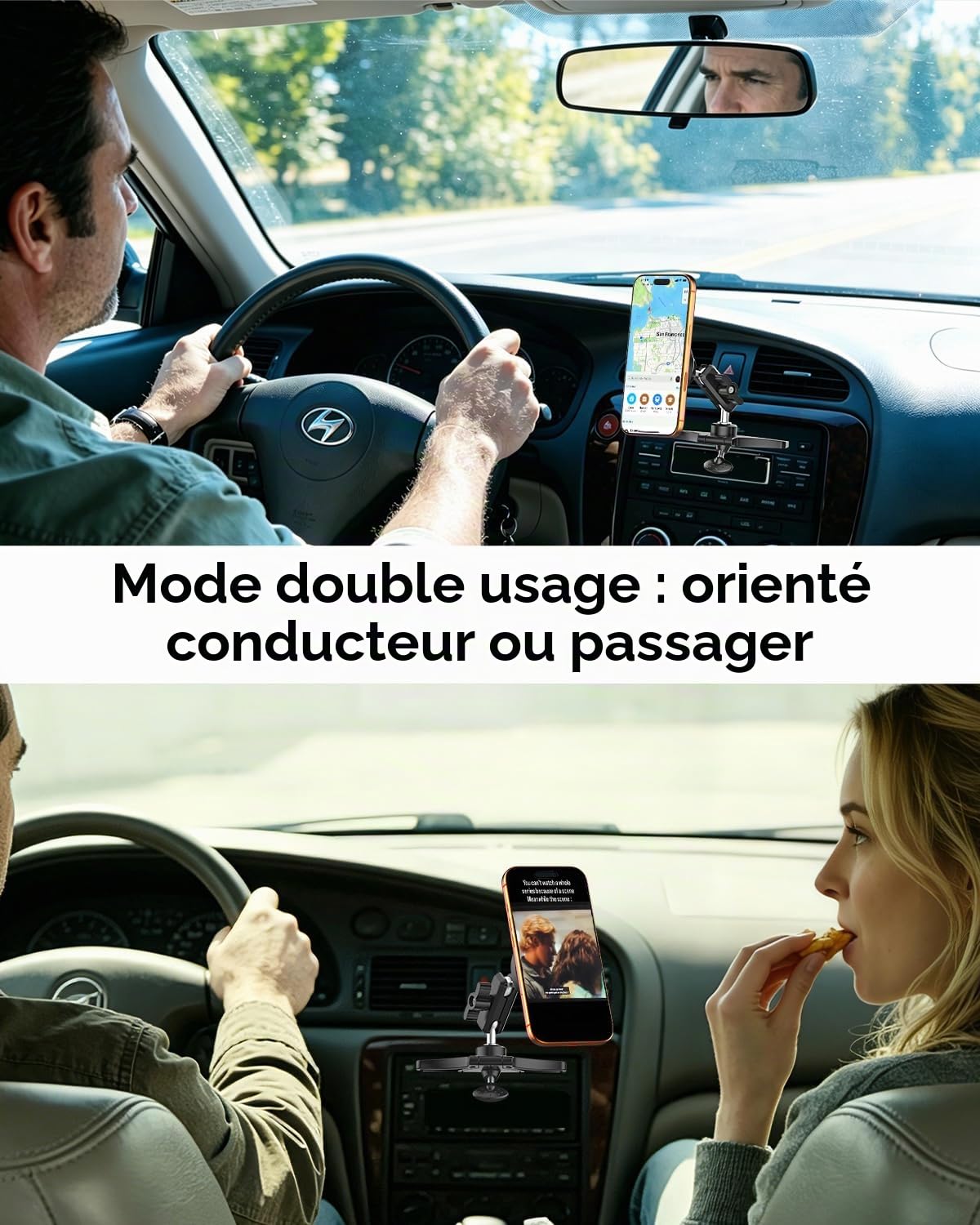 Support Magnétique Téléphone Voiture Lecteur CD avec Bras Métallique
