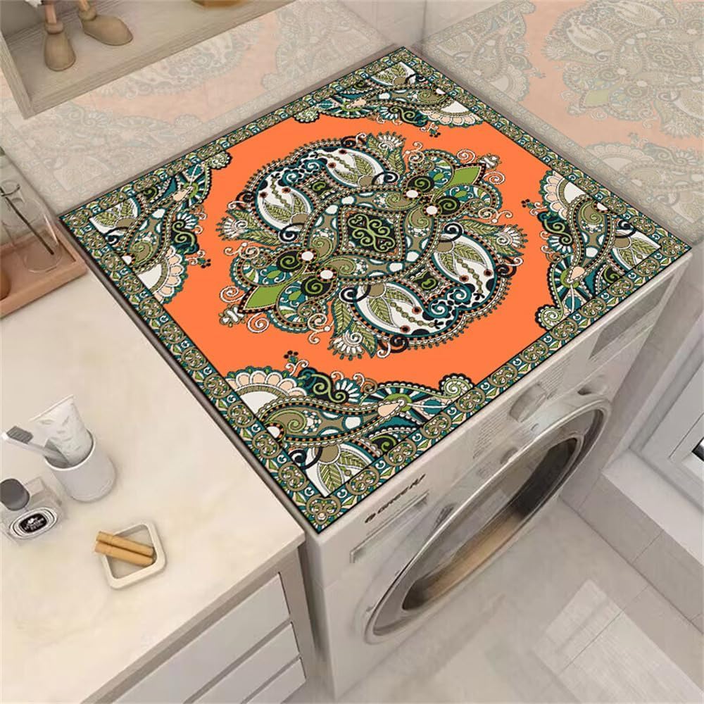 VUIKLCty Top Protective Mat: Non-Slip, Absorbent, Drying Diatomaceous Earth Mat for Kitchens and Refrigerators(Orange Green,50x60cm)