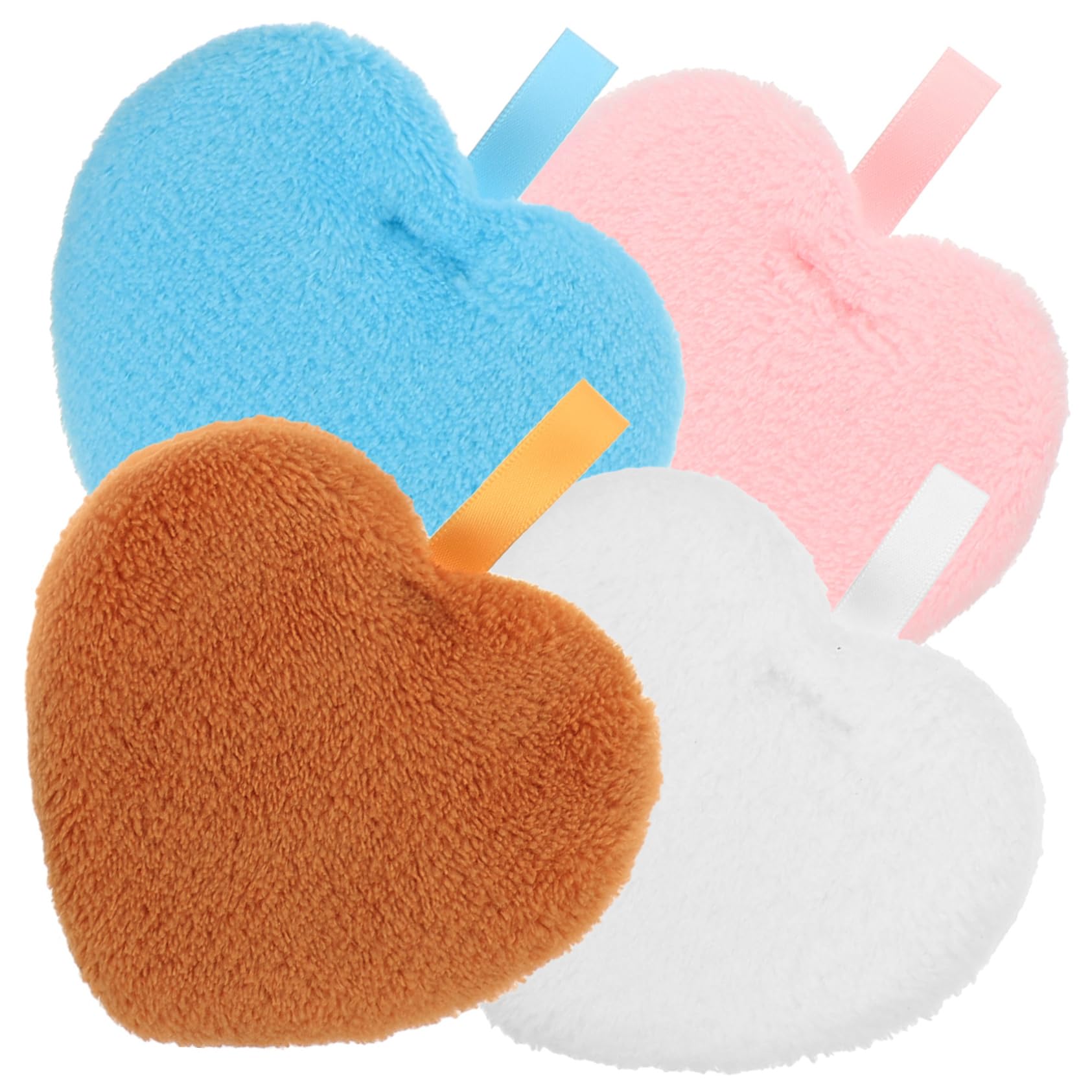 PartyKindom 4Pcs Heart Shaped Makeup Portable Powder Puff for Easy Application Cosmetic Accessories for Women for Foundation and Touch Ups