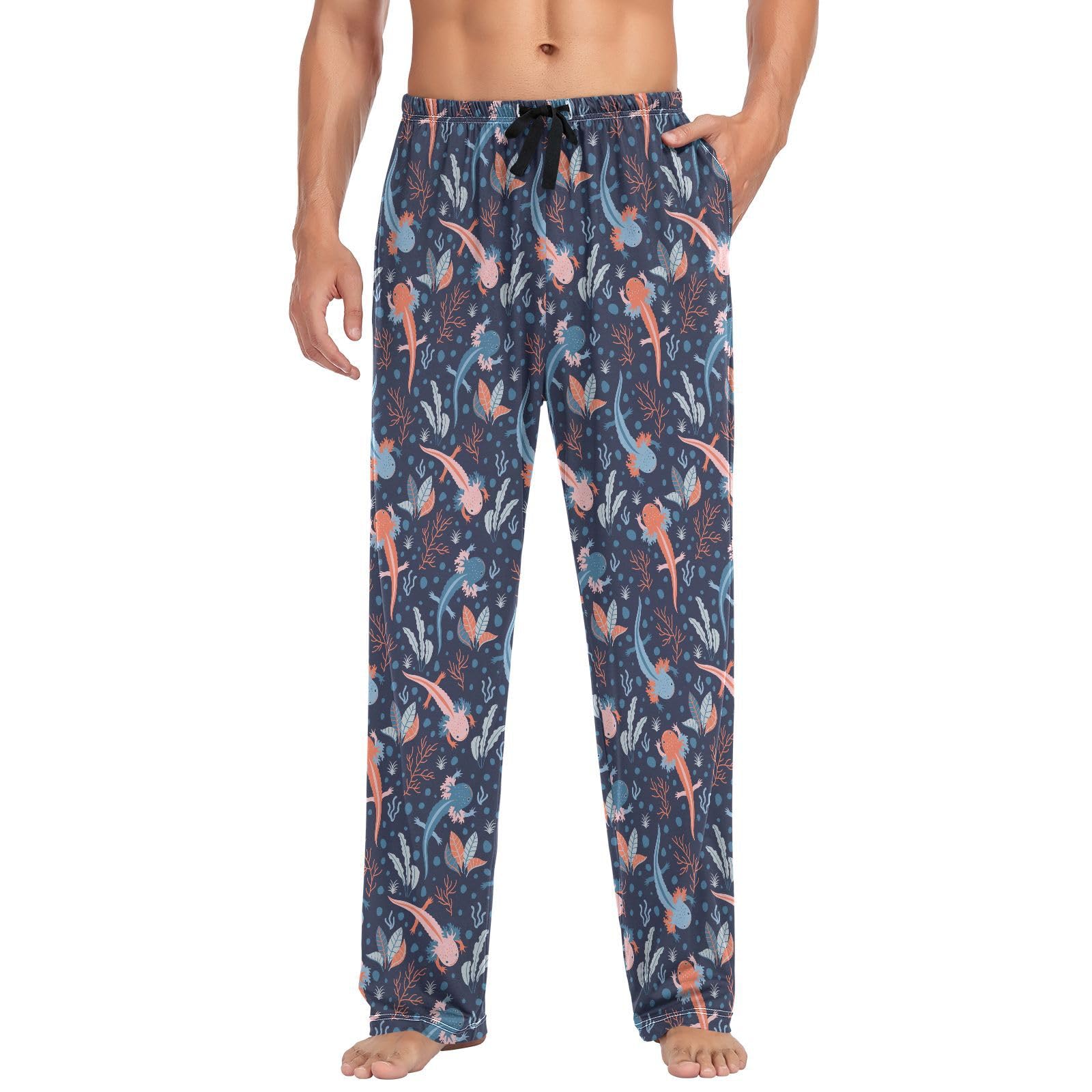 Oudrspo Men's Aspic Pajama Pants Lounge Comfy Pjs Bottoms Axolotl Soft Sleep Pant