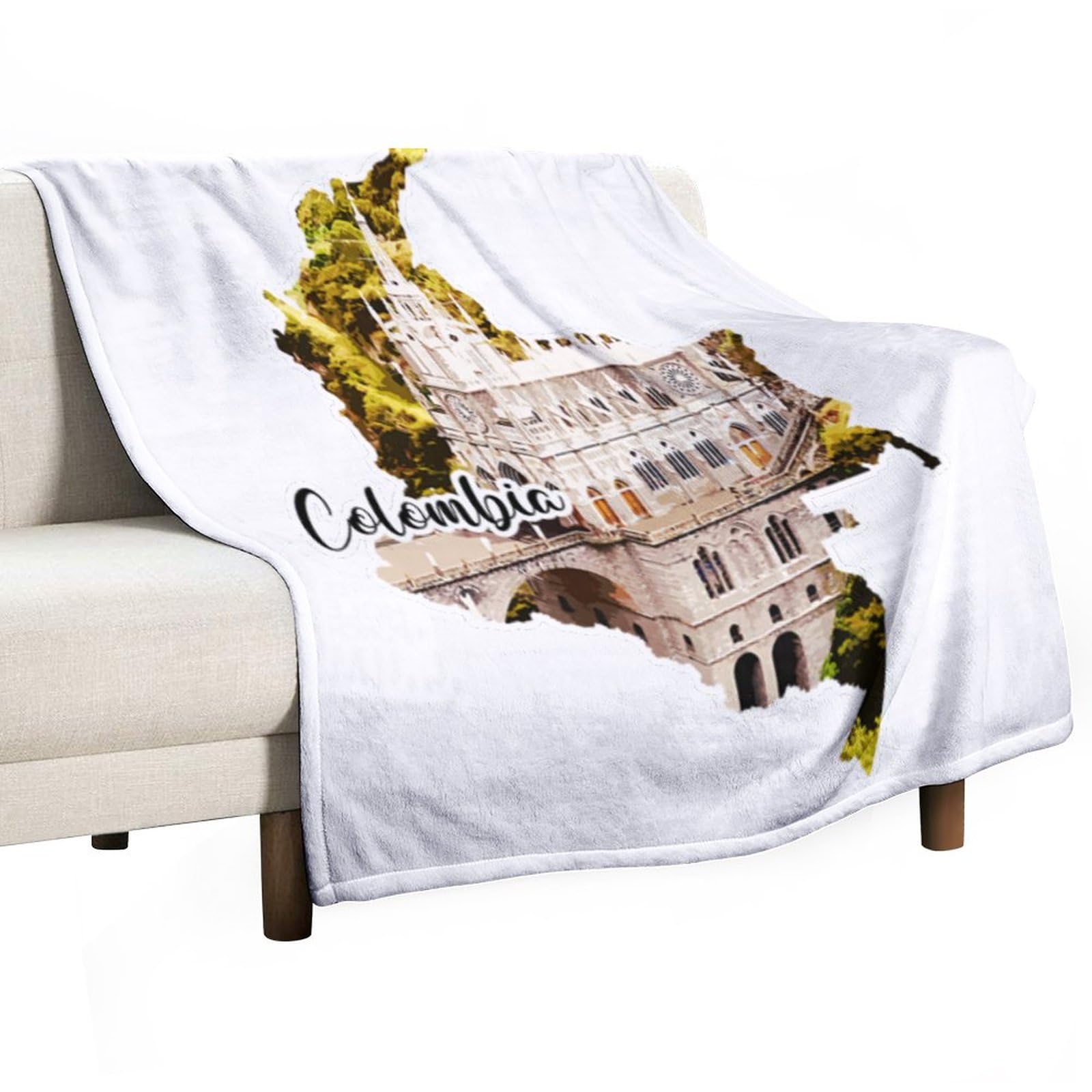 Couverture polaire en flanelle 178x203 cm avec motif architecture art scénique pour lit et canapé