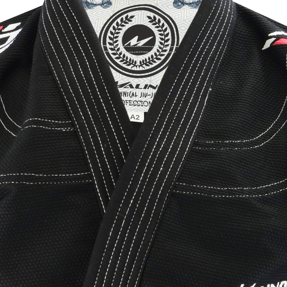 Malino Professionale Brasiliano Jiu Jitsu Gi Suit Nero BJJ Uniforme Pearl Weave Cotone 550Gsm, Pantaloni 10oz Ripstop Formato A4