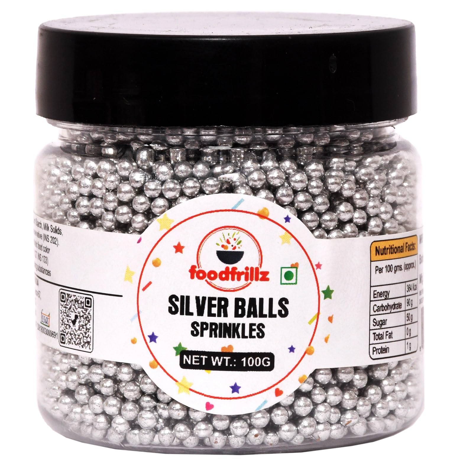foodfrillz Silver Balls, 100 g Sugar Sprinkles for cake decoration | Shiny Dragees